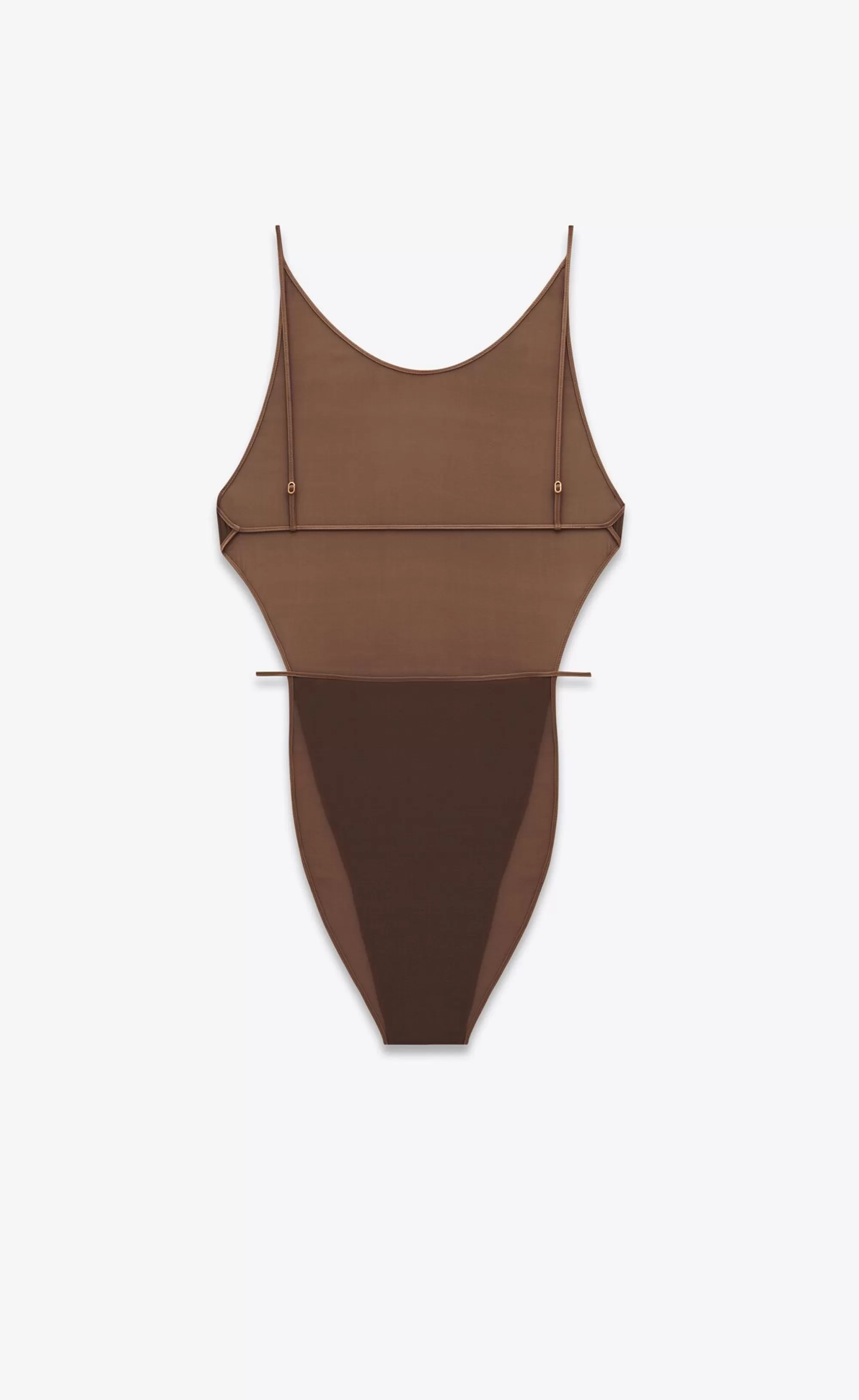Women Saint Laurent LINGERIE AND SWIMWEAR^Backless Bodysuit In Stretch Silk Georgette | | YSL.com