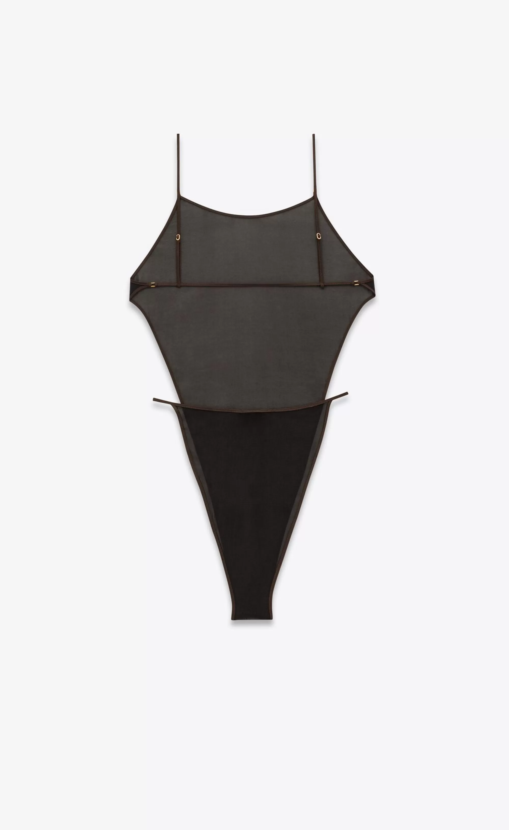 Women Saint Laurent LINGERIE AND SWIMWEAR^Backless Bodysuit In Stretch Silk Georgette | | YSL.com