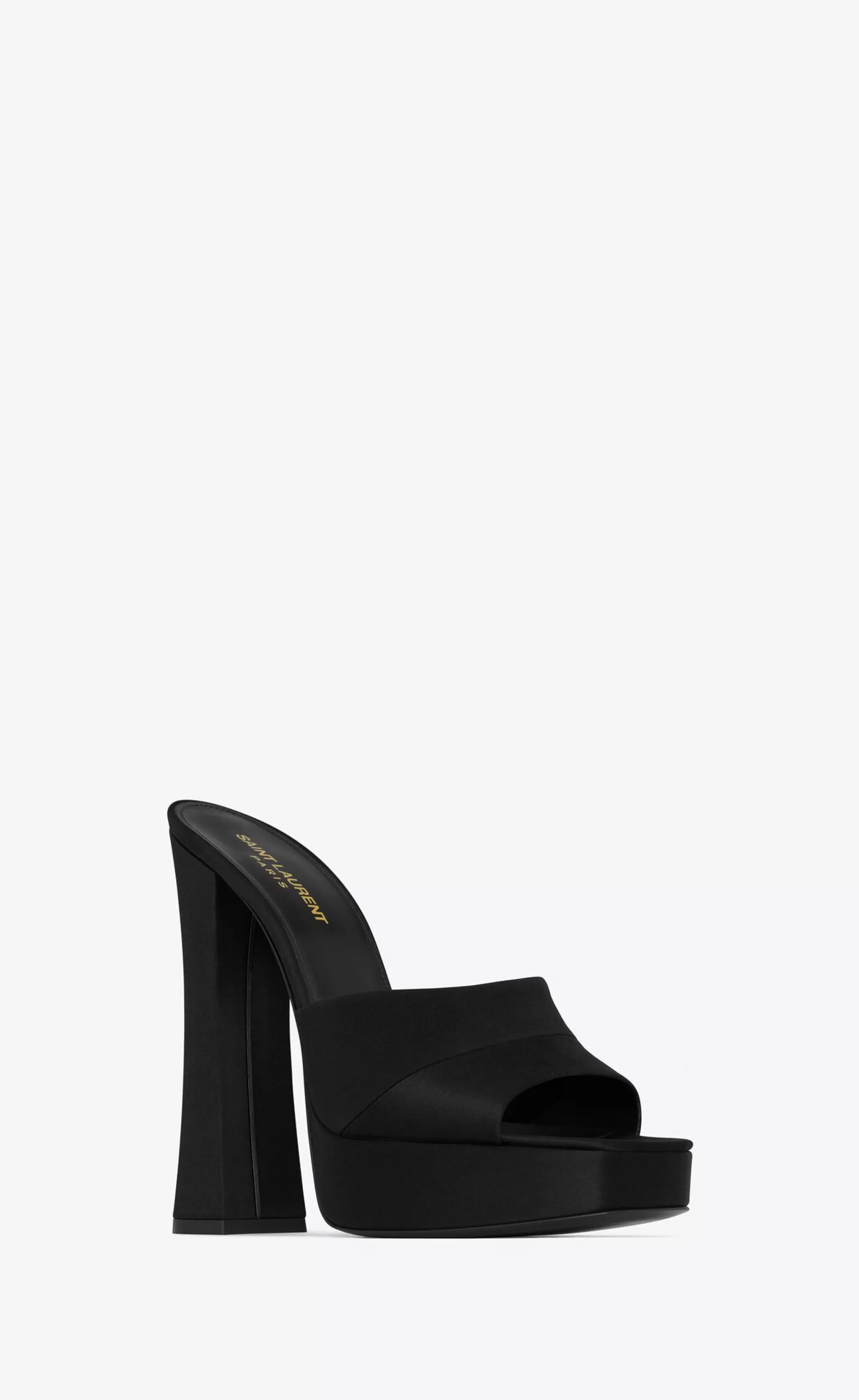 Women Saint Laurent MULES^BOOGIE Platform Mules In Satin Crepe | | YSL.com