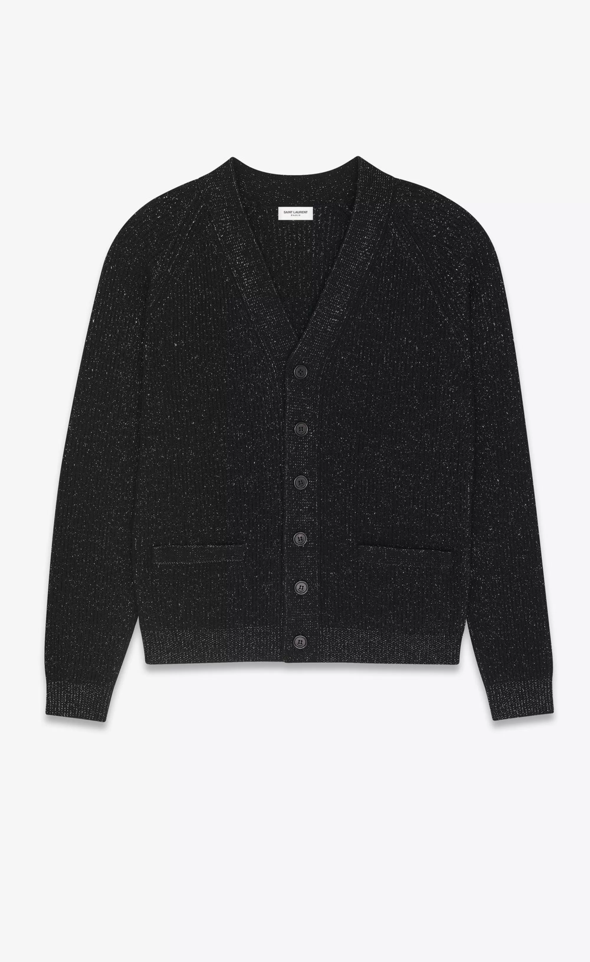Saint Laurent ALL READY TO WEAR^Cardigan In Lurex Ribbed Wool And Cashmere | | YSL.com
