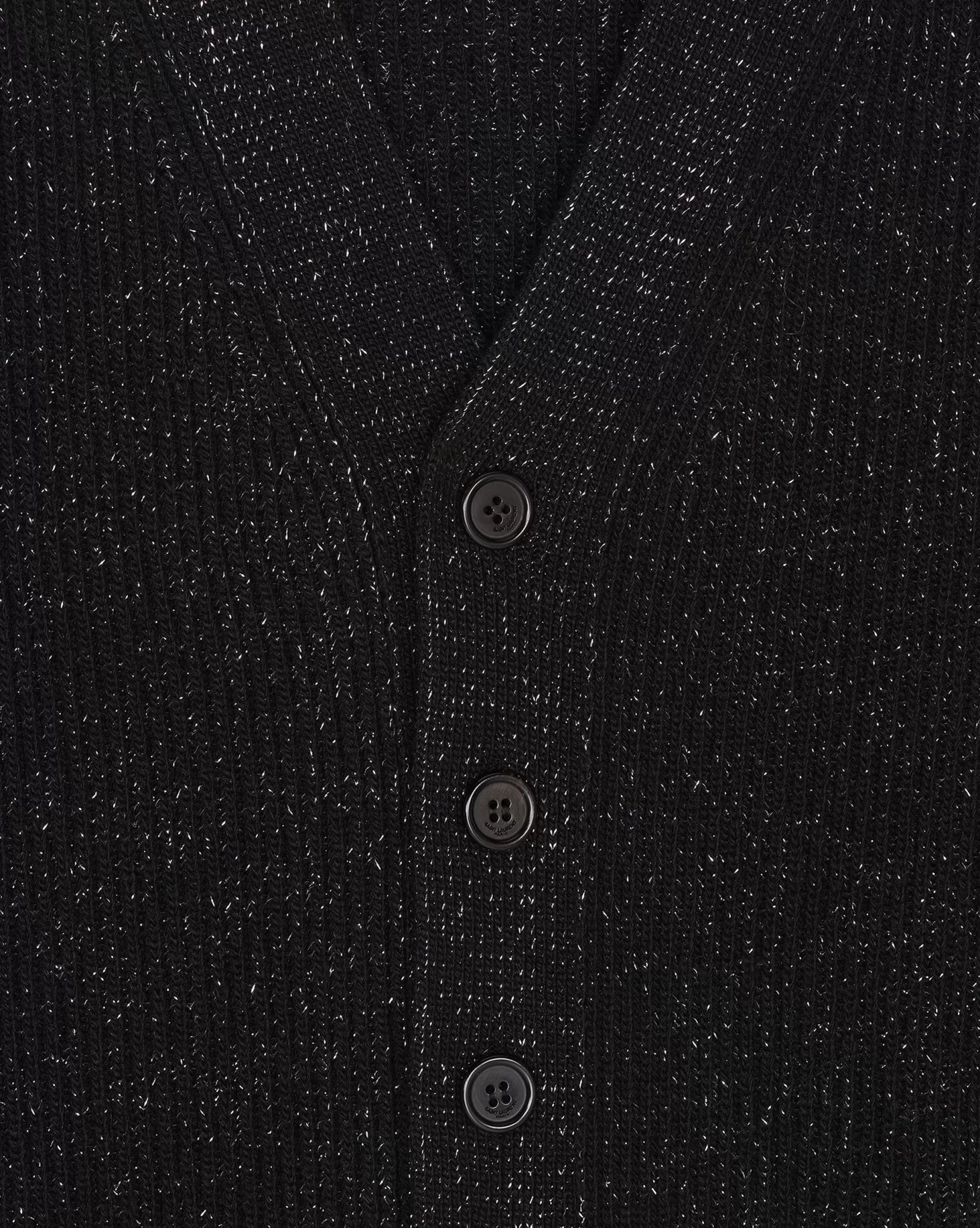 Saint Laurent ALL READY TO WEAR^Cardigan In Lurex Ribbed Wool And Cashmere | | YSL.com