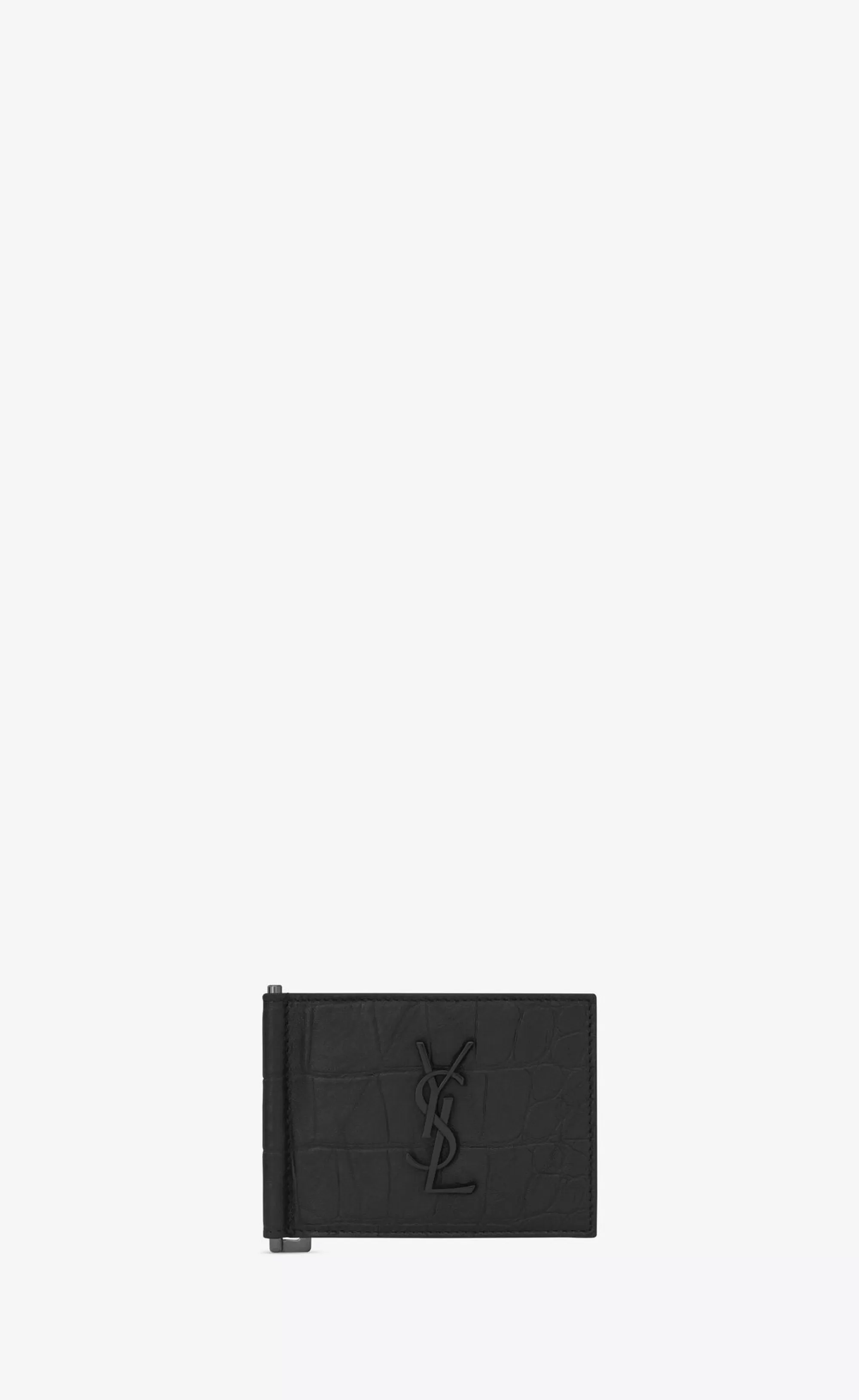 Saint Laurent WALLETS^CASSANDRE Bill Clip Wallet In CROCODILE-EMBOSSED Leather | | YSL.com