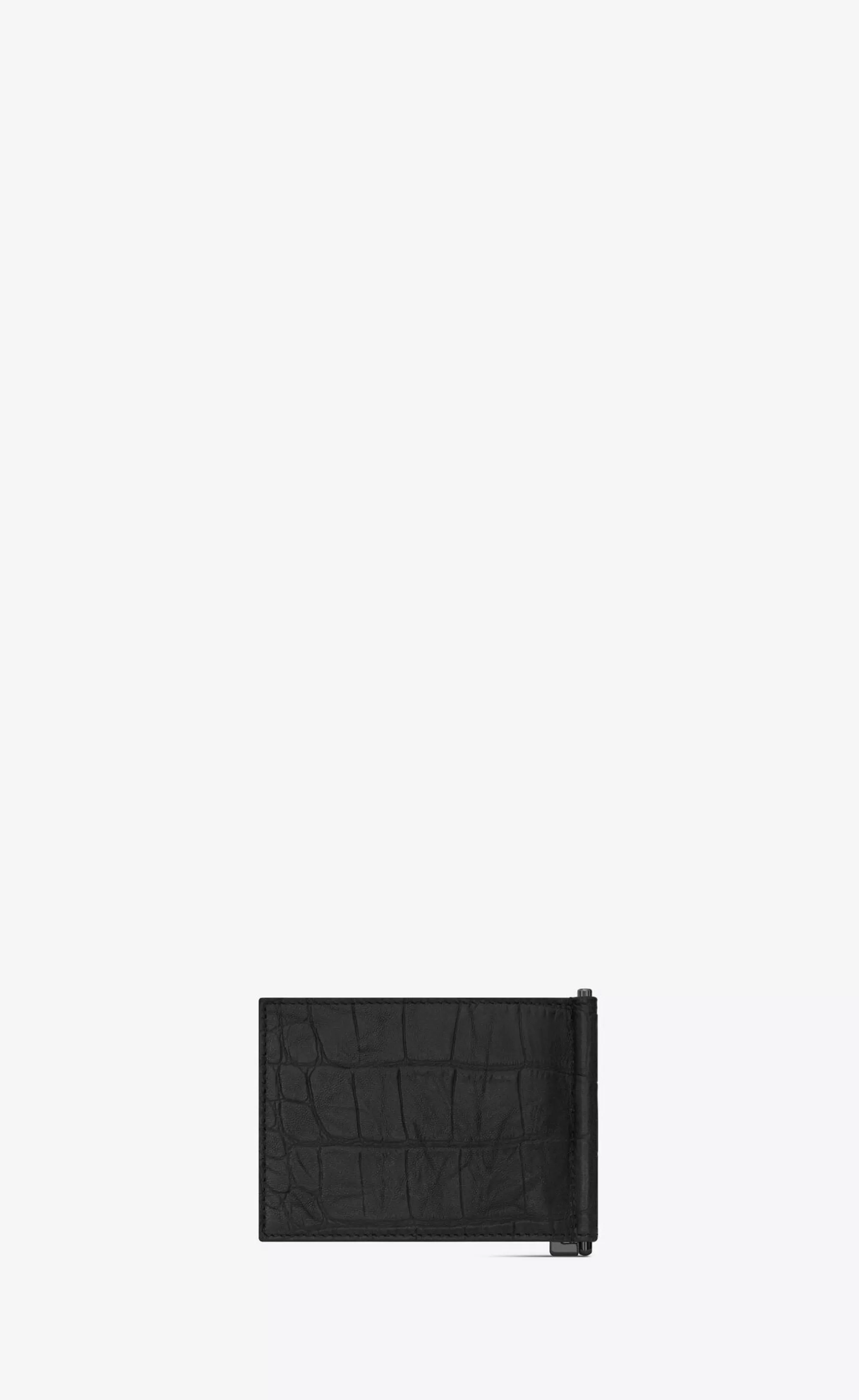 Saint Laurent WALLETS^CASSANDRE Bill Clip Wallet In CROCODILE-EMBOSSED Leather | | YSL.com