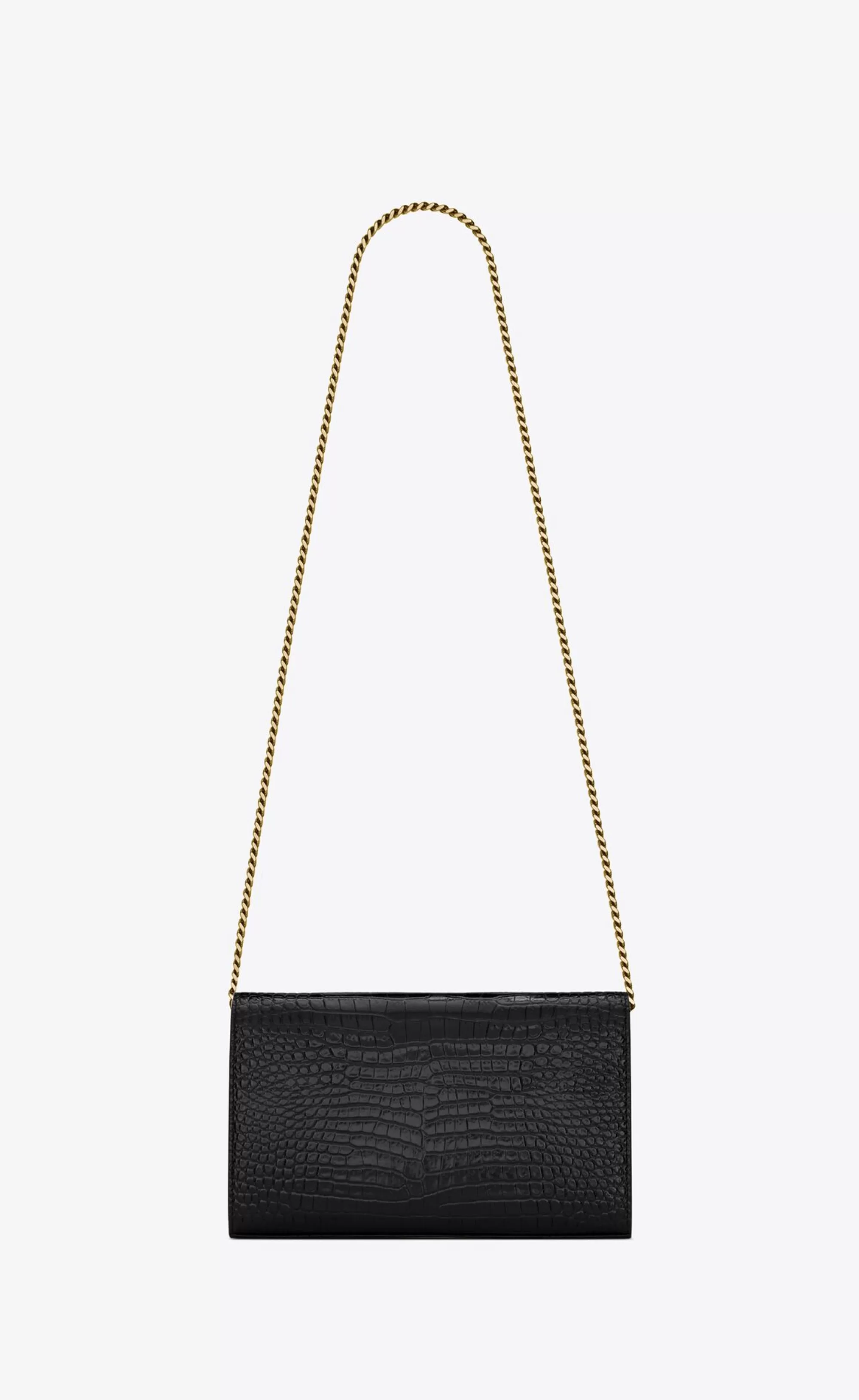 Women Saint Laurent CHAIN WALLETS^CASSANDRE Chain Wallet In Crocodile-embossed Shiny Leather | | YSL.com