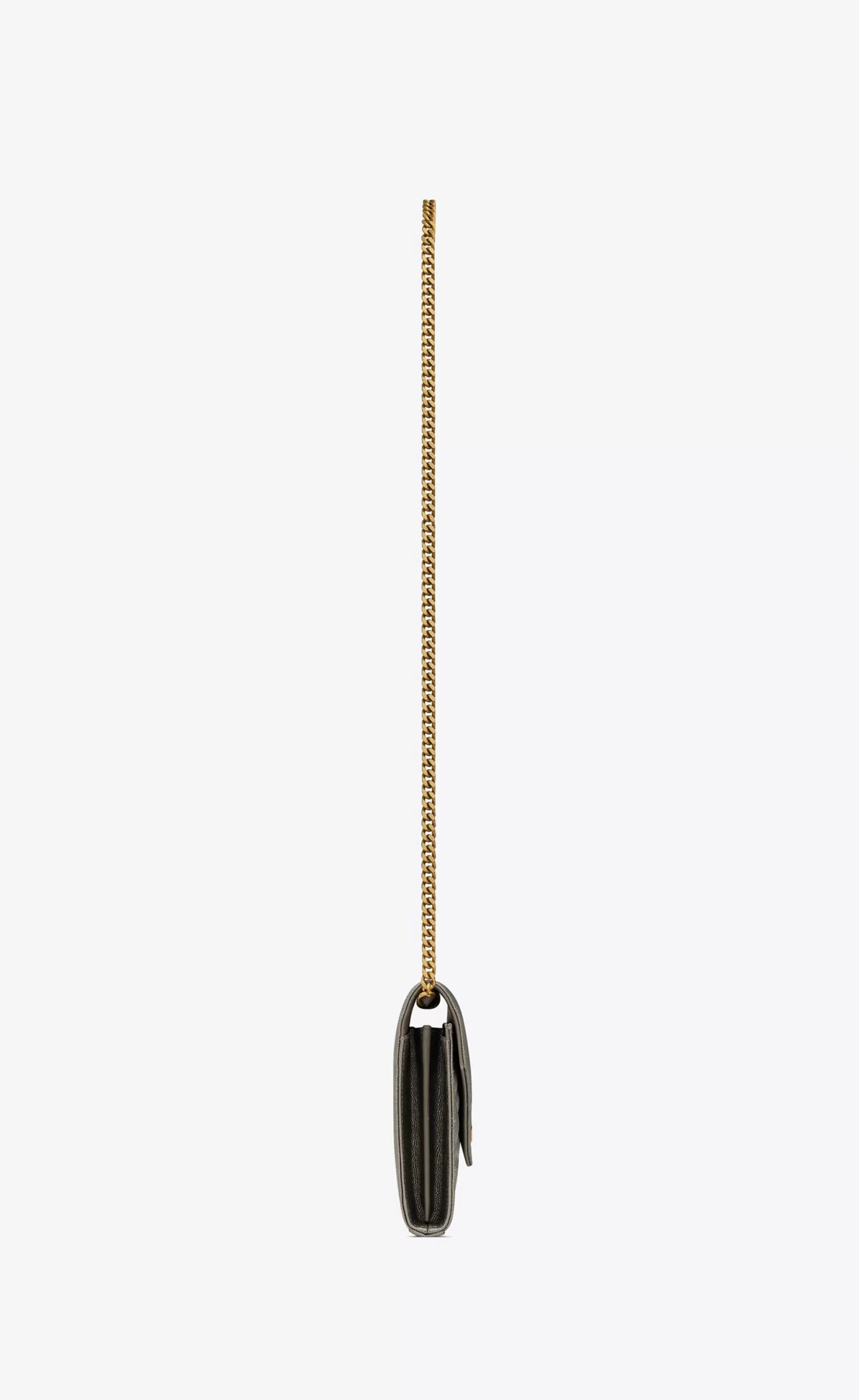 Women Saint Laurent CHAIN WALLETS^CASSANDRE CHAIN WALLET IN METALLIC QUILTED LEATHER | | YSL.com