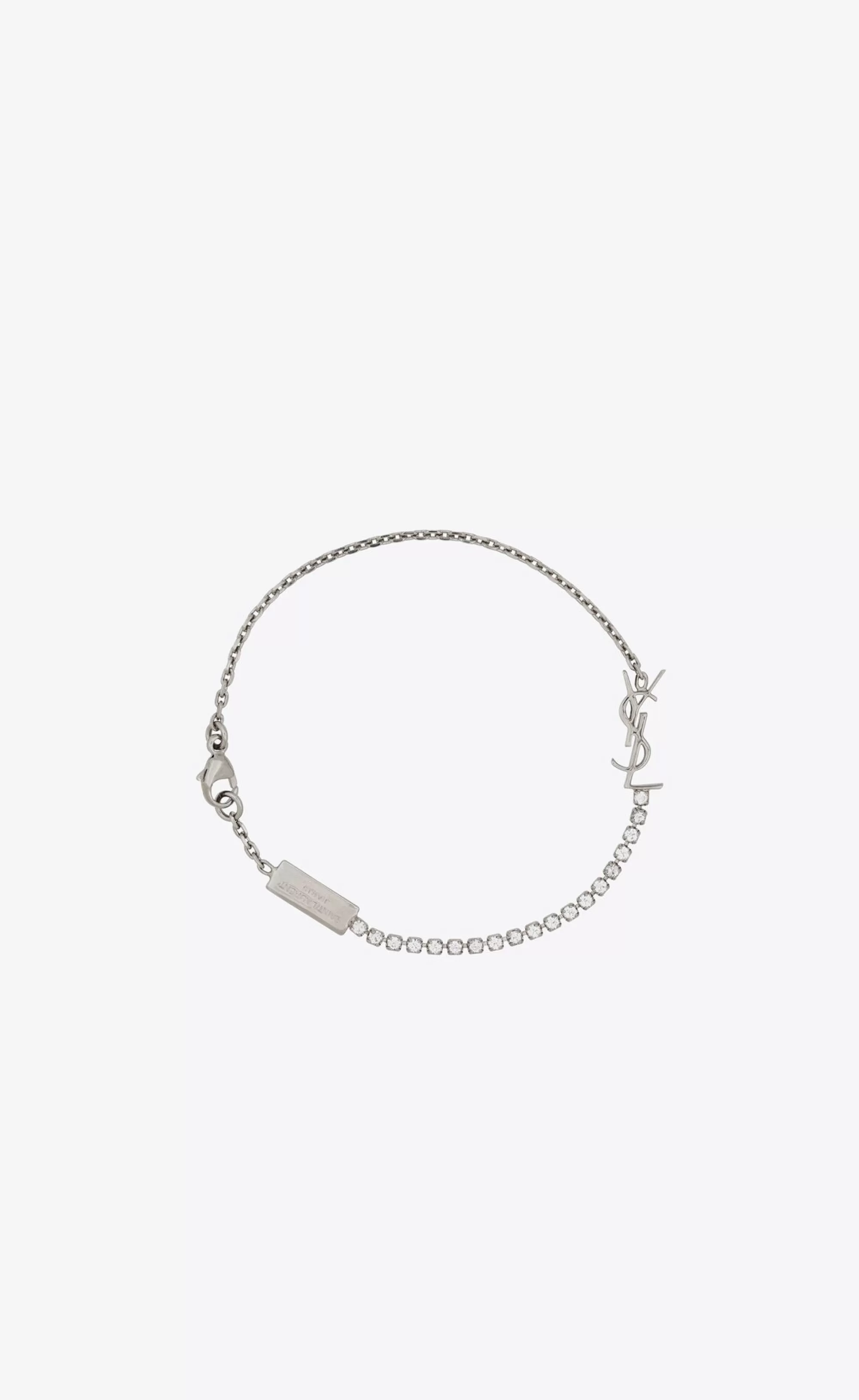 Women Saint Laurent CUFFS AND BRACELETS^CASSANDRE CHARM BRACELET IN METAL AND RHINESTONE | | YSL.com