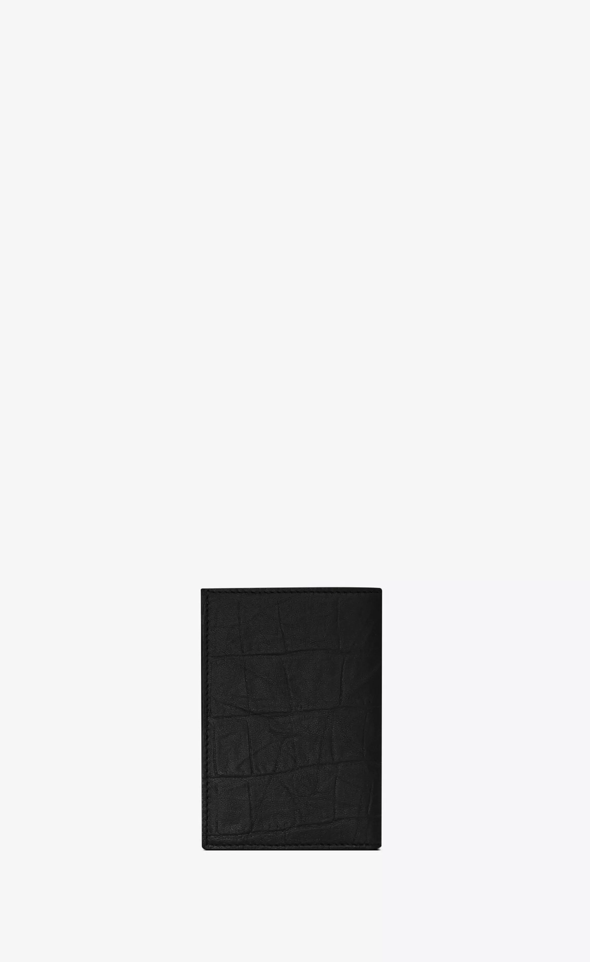 Saint Laurent CARD CASES^CASSANDRE Credit Card Wallet In CROCODILE-EMBOSSED Leather | | YSL.com