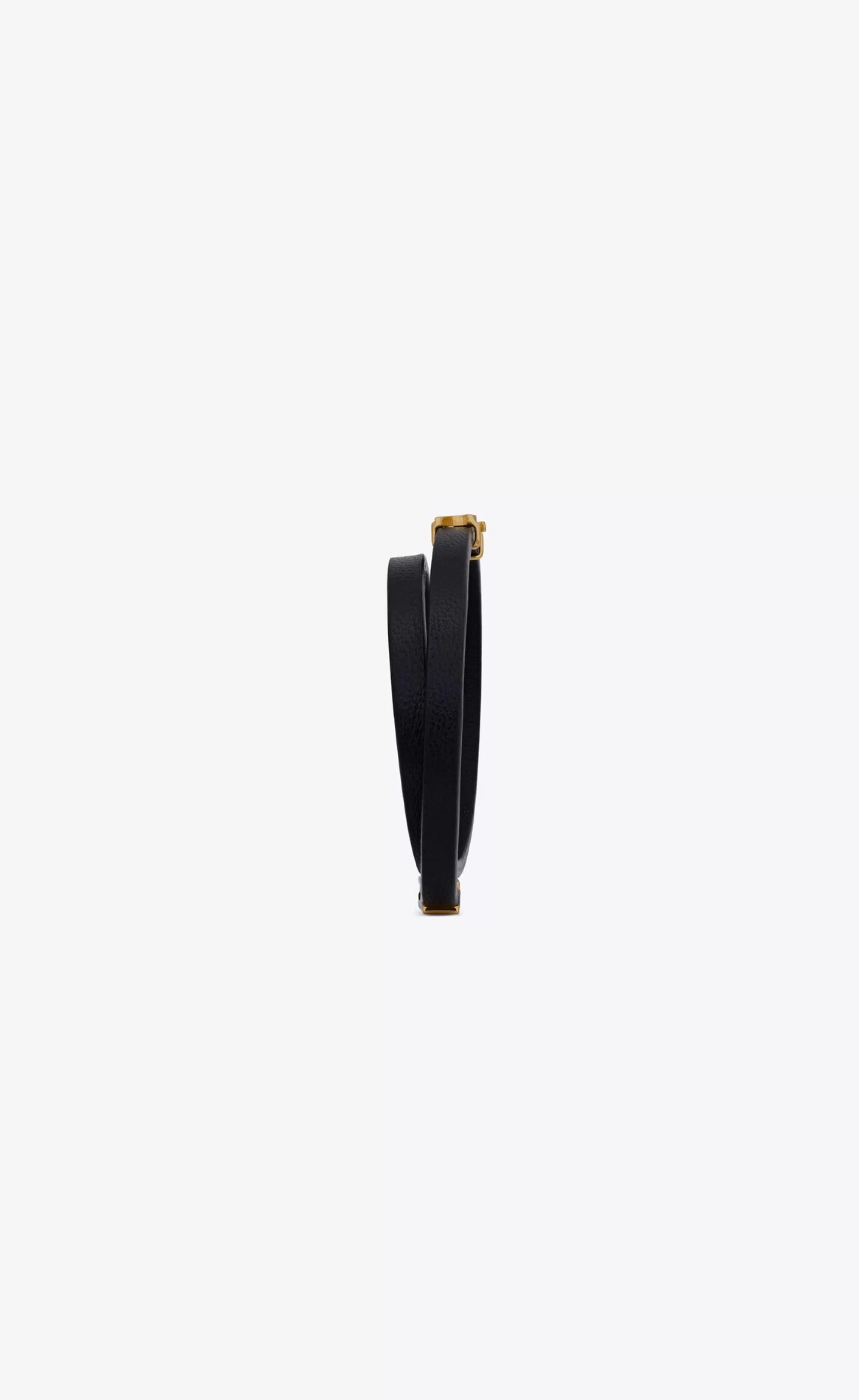 Women Saint Laurent Leather bracelets^CASSANDRE Double Wrap Bracelet In Leather And Metal | | YSL.com