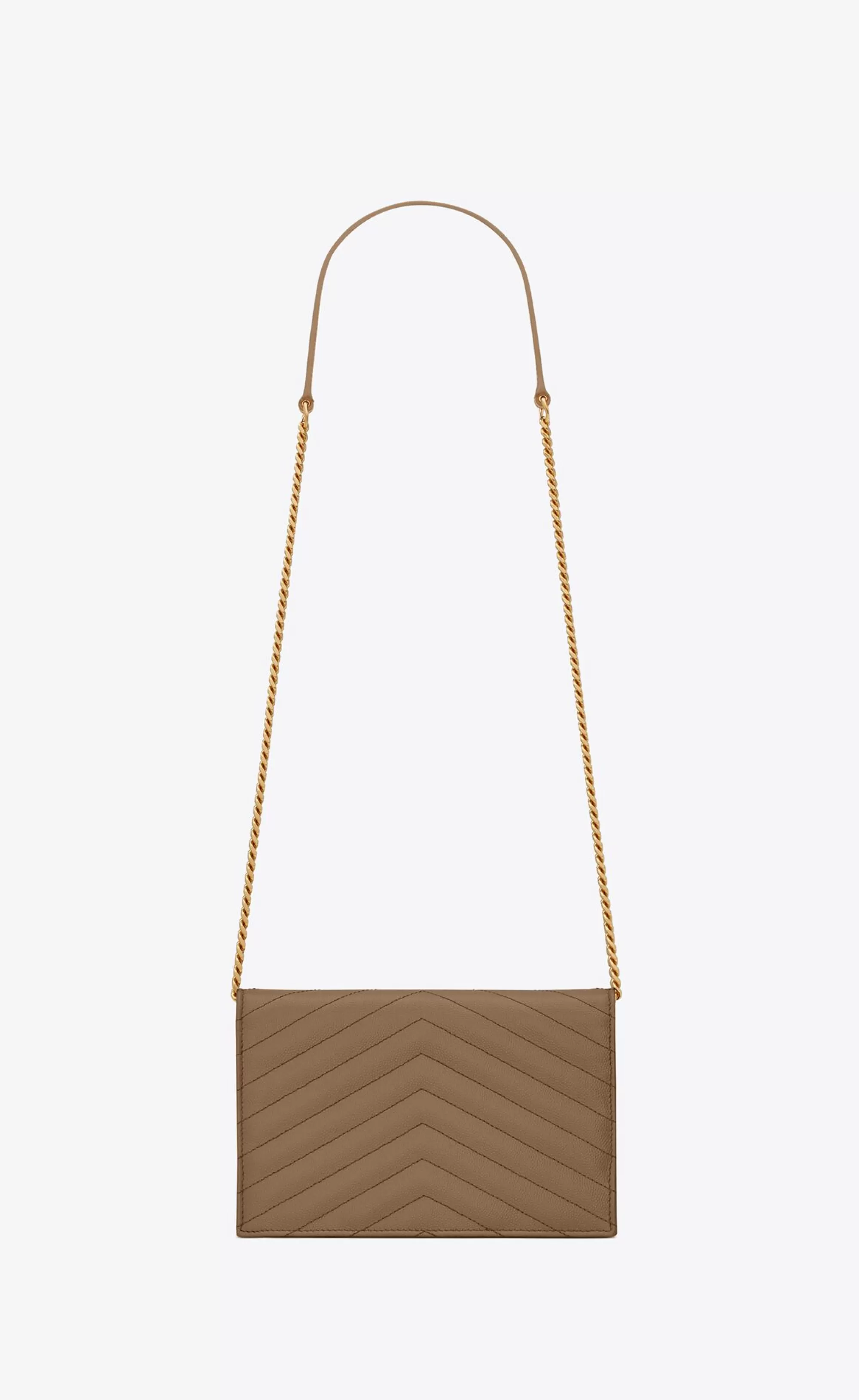 Women Saint Laurent CHAIN WALLETS | MINI BAGS^CASSANDRE ENVELOPE CHAIN WALLET IN GRAIN DE POUDRE LEATHER | | YSL.com