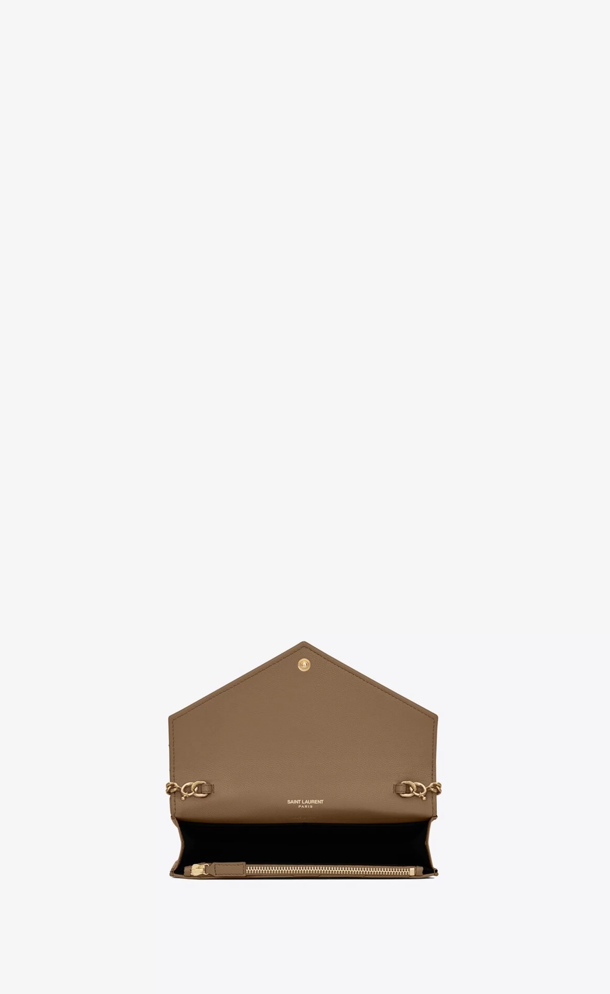 Women Saint Laurent CHAIN WALLETS | MINI BAGS^CASSANDRE ENVELOPE CHAIN WALLET IN GRAIN DE POUDRE LEATHER | | YSL.com