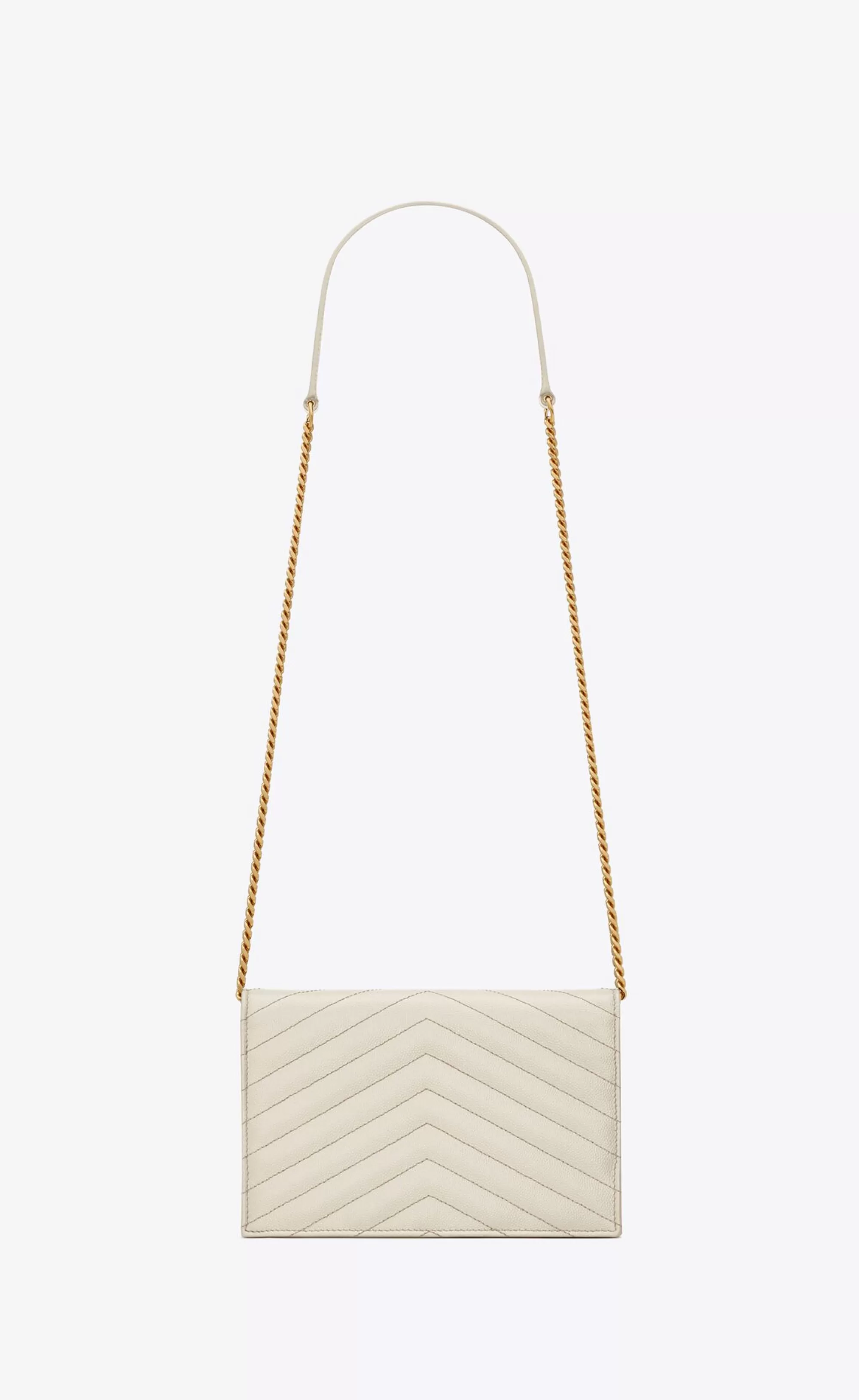 Women Saint Laurent CHAIN WALLETS | MINI BAGS^CASSANDRE ENVELOPE CHAIN WALLET IN GRAIN DE POUDRE LEATHER | | YSL.com