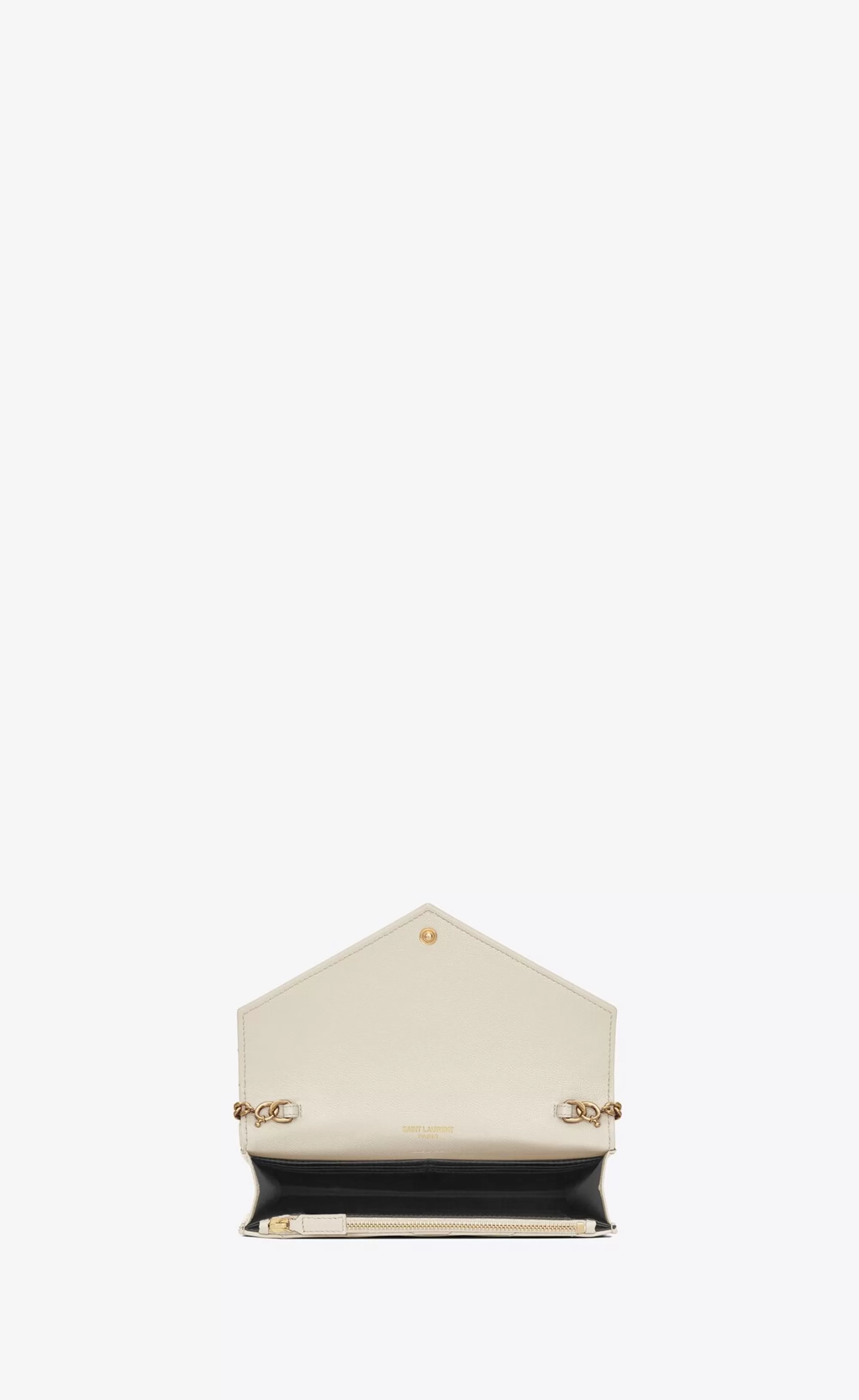 Women Saint Laurent CHAIN WALLETS | MINI BAGS^CASSANDRE ENVELOPE CHAIN WALLET IN GRAIN DE POUDRE LEATHER | | YSL.com