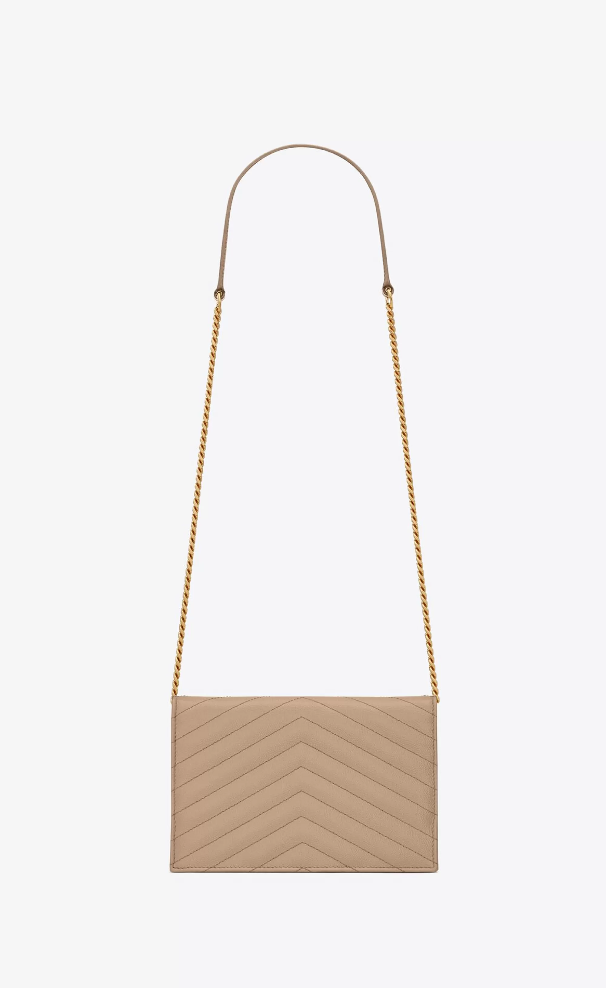 Women Saint Laurent CHAIN WALLETS | MINI BAGS^CASSANDRE ENVELOPE CHAIN WALLET IN GRAIN DE POUDRE LEATHER | | YSL.com