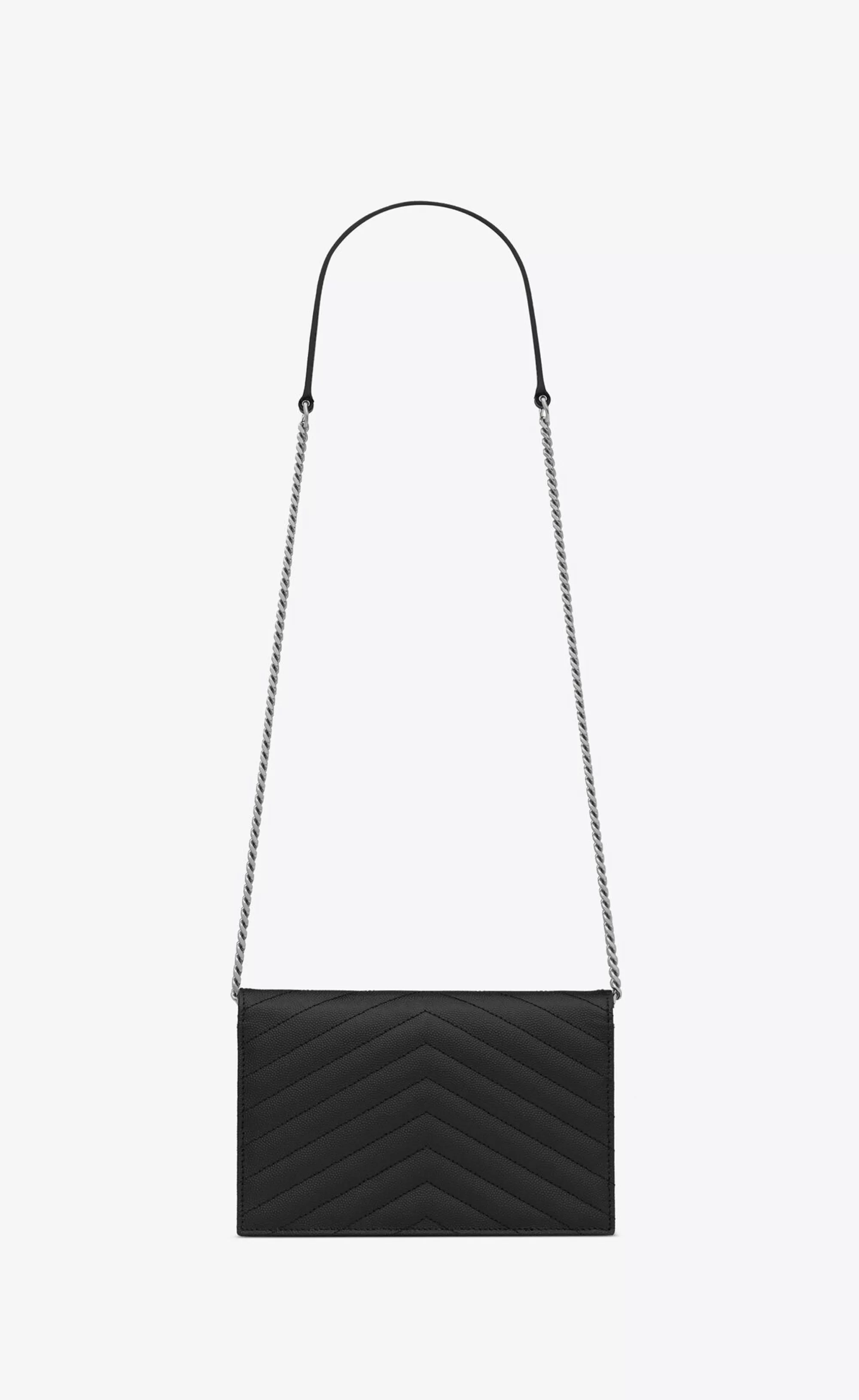Women Saint Laurent CHAIN WALLETS | MINI BAGS^CASSANDRE ENVELOPE CHAIN WALLET IN GRAIN DE POUDRE LEATHER | | YSL.com