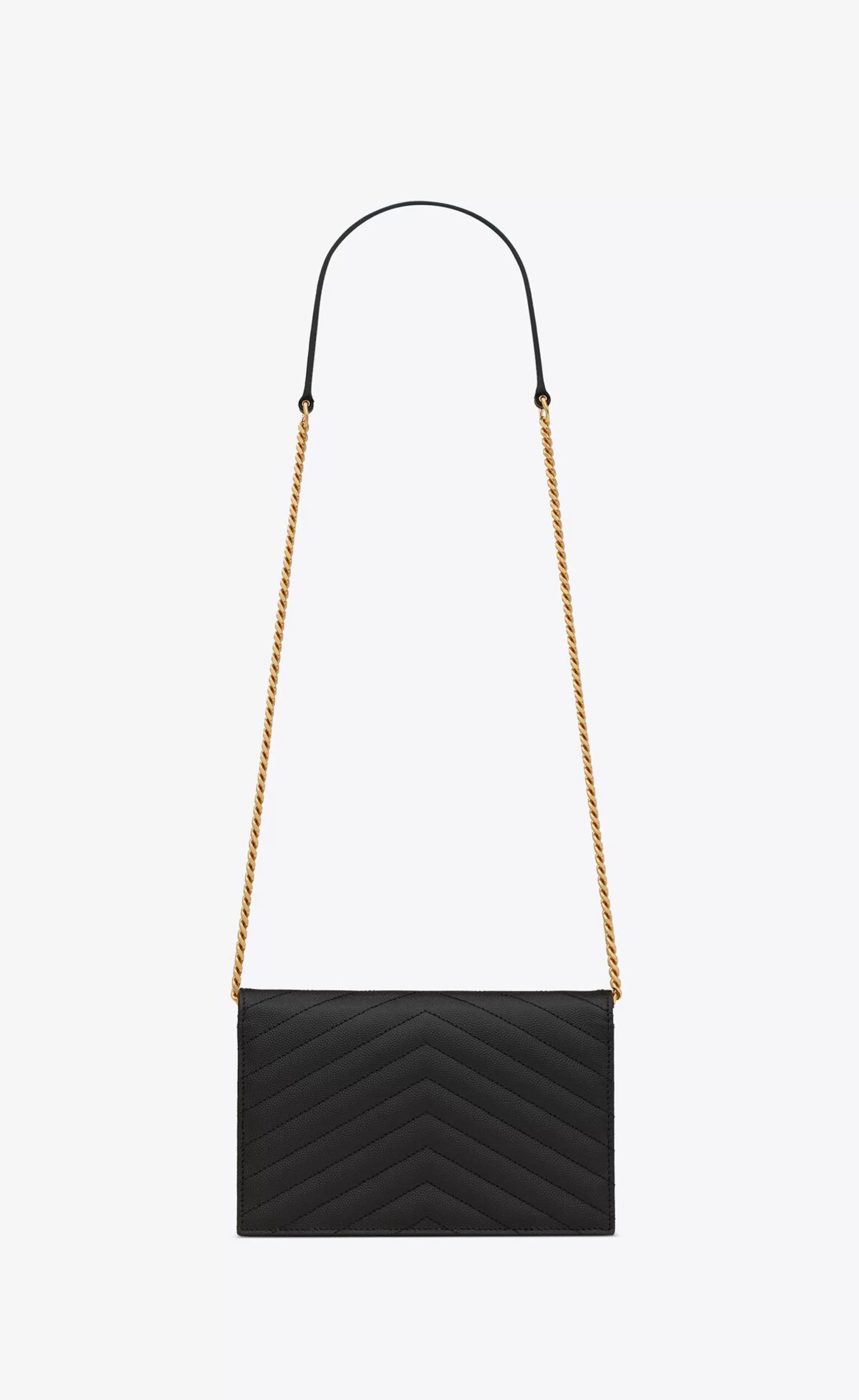 Women Saint Laurent CHAIN WALLETS | MINI BAGS^CASSANDRE ENVELOPE CHAIN WALLET IN GRAIN DE POUDRE LEATHER | | YSL.com