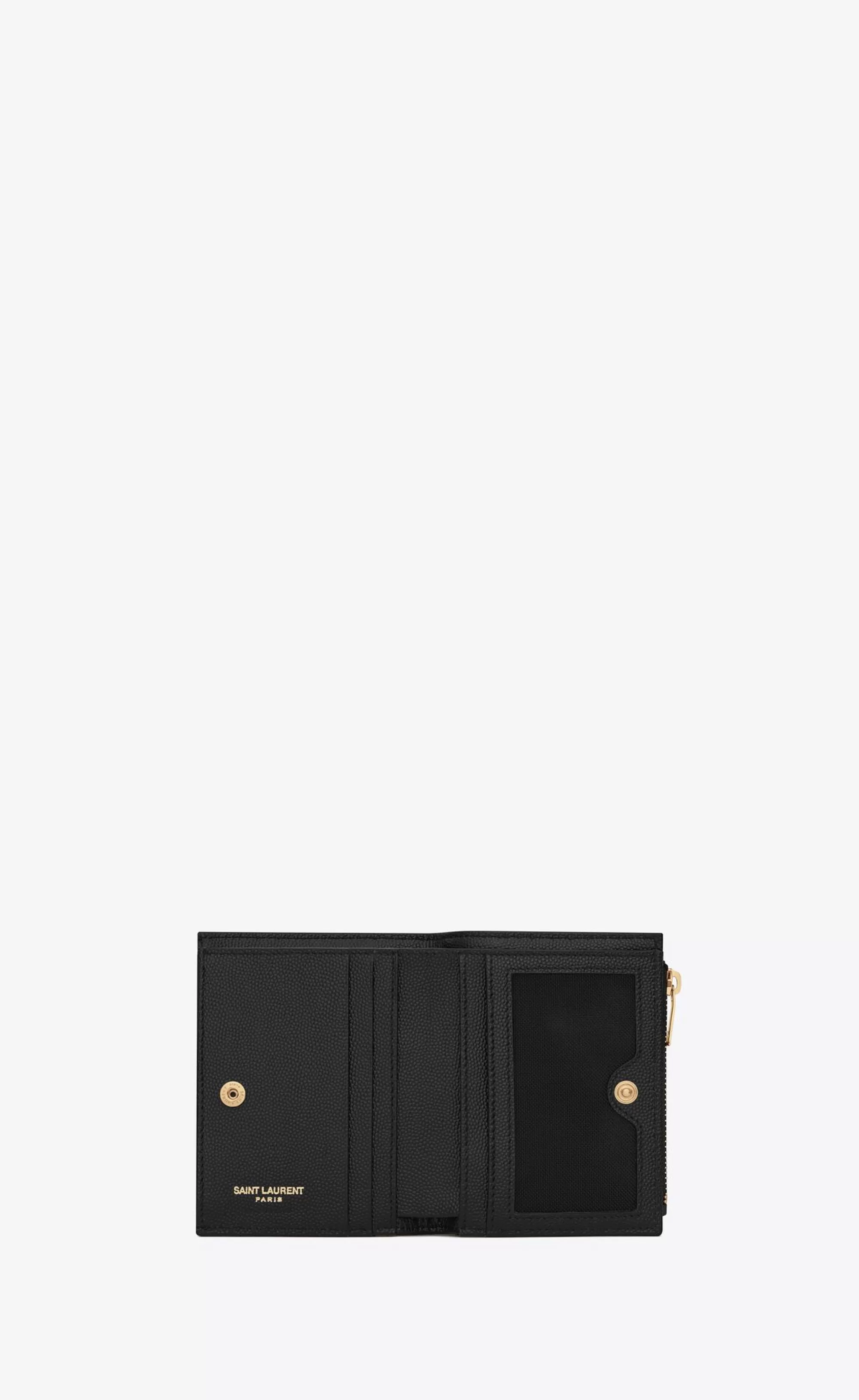 Women Saint Laurent WALLETS^CASSANDRE MATELASSÉ Bi-fold Wallet In Grain De Poudre Embossed Leather | | YSL.com