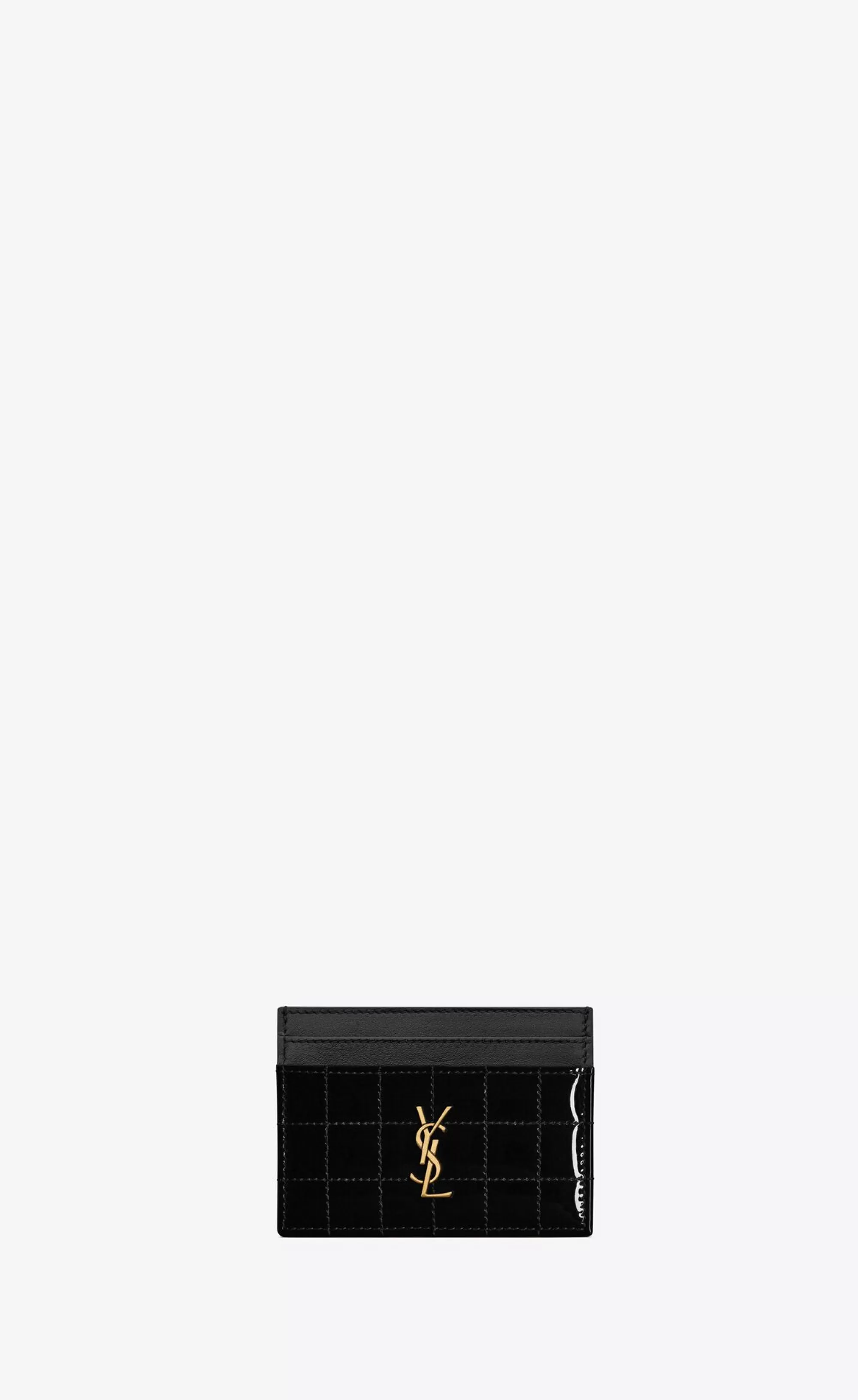 Women Saint Laurent CARD CASES^CASSANDRE MATELASSÉ CARRÉ Card Case In Patent Leather | | YSL.com
