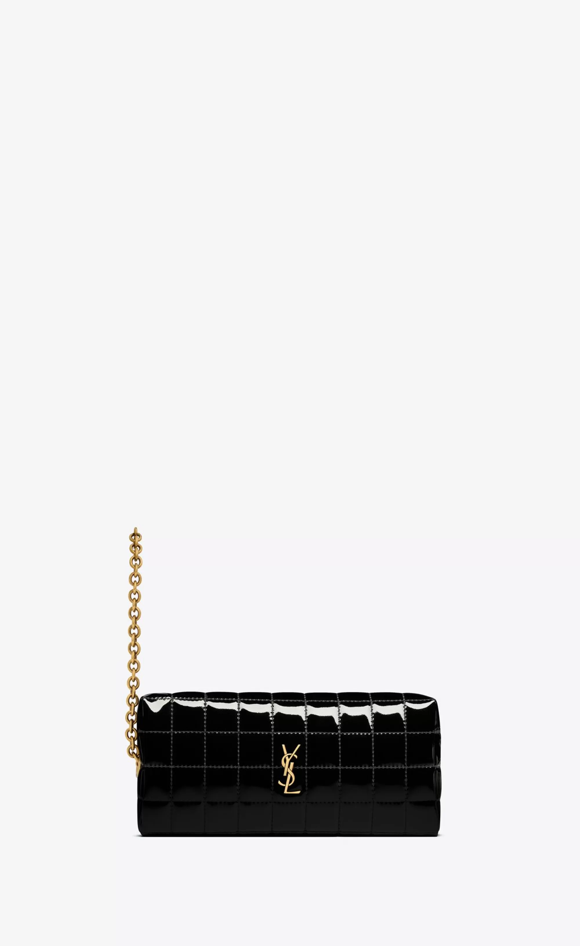 Women Saint Laurent SMOKING | SMALL ACCESSORIES^CASSANDRE MATELASSÉ CARRÉ Pouch On Chain In Shiny Canvas | | YSL.com