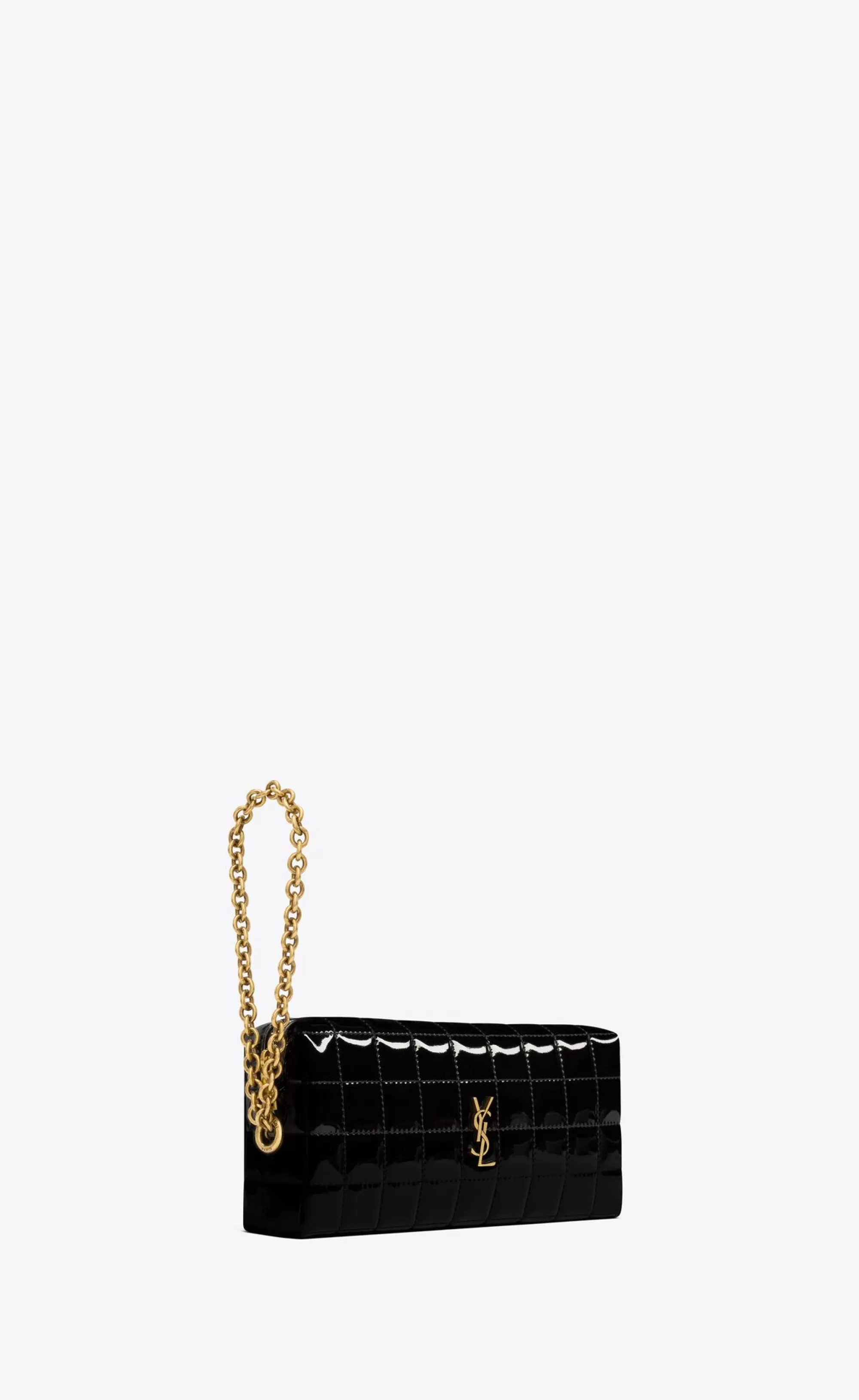 Women Saint Laurent SMOKING | SMALL ACCESSORIES^CASSANDRE MATELASSÉ CARRÉ Pouch On Chain In Shiny Canvas | | YSL.com