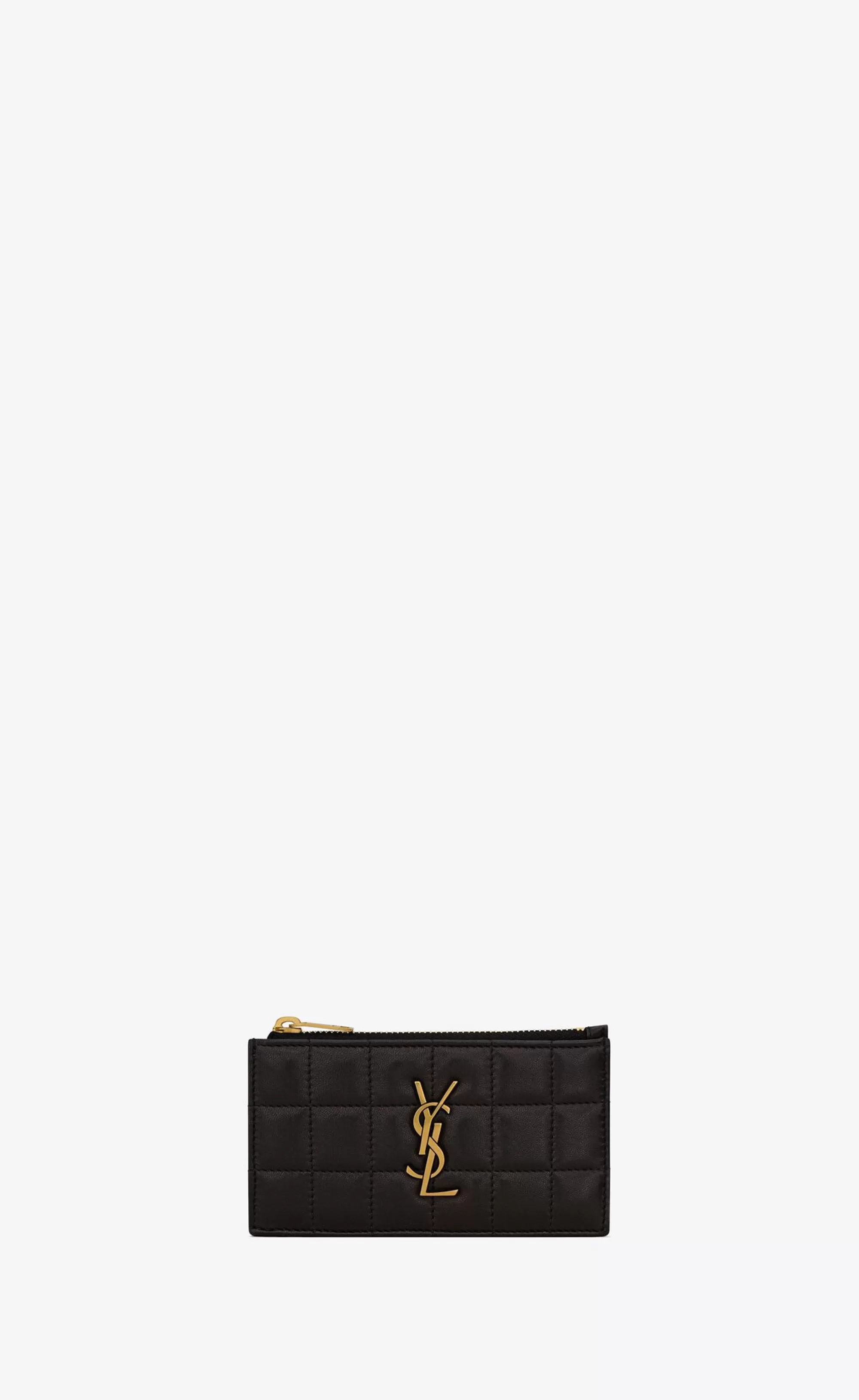 Women Saint Laurent CARD CASES^Cassandre Matelassé Carré Zipped Fragments Card Case In Lambskin | | YSL.com