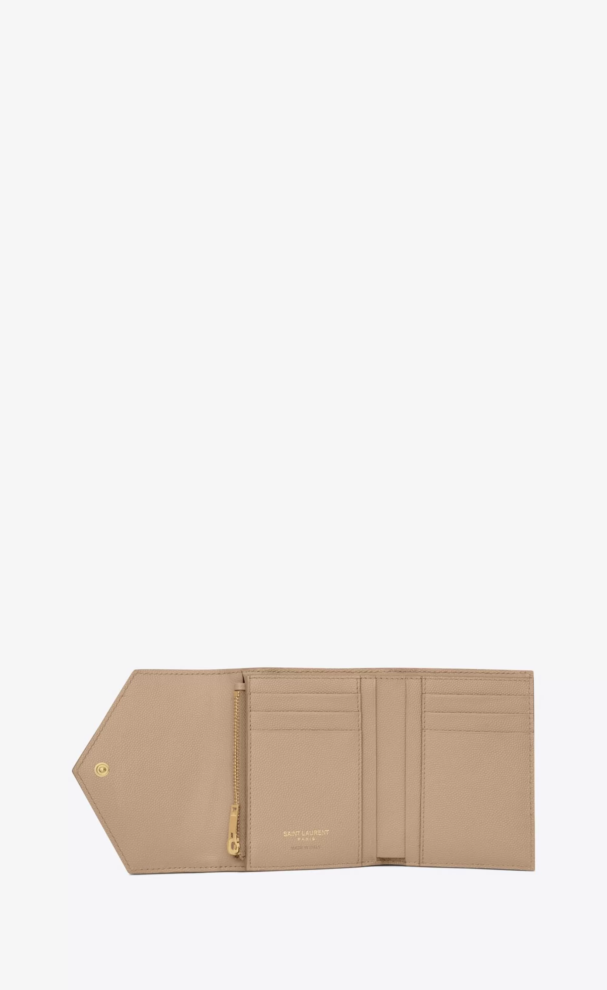 Women Saint Laurent WALLETS^CASSANDRE MATELASSÉ Compact Tri Fold Wallet In Grain De Poudre Embossed Leather | | YSL.com