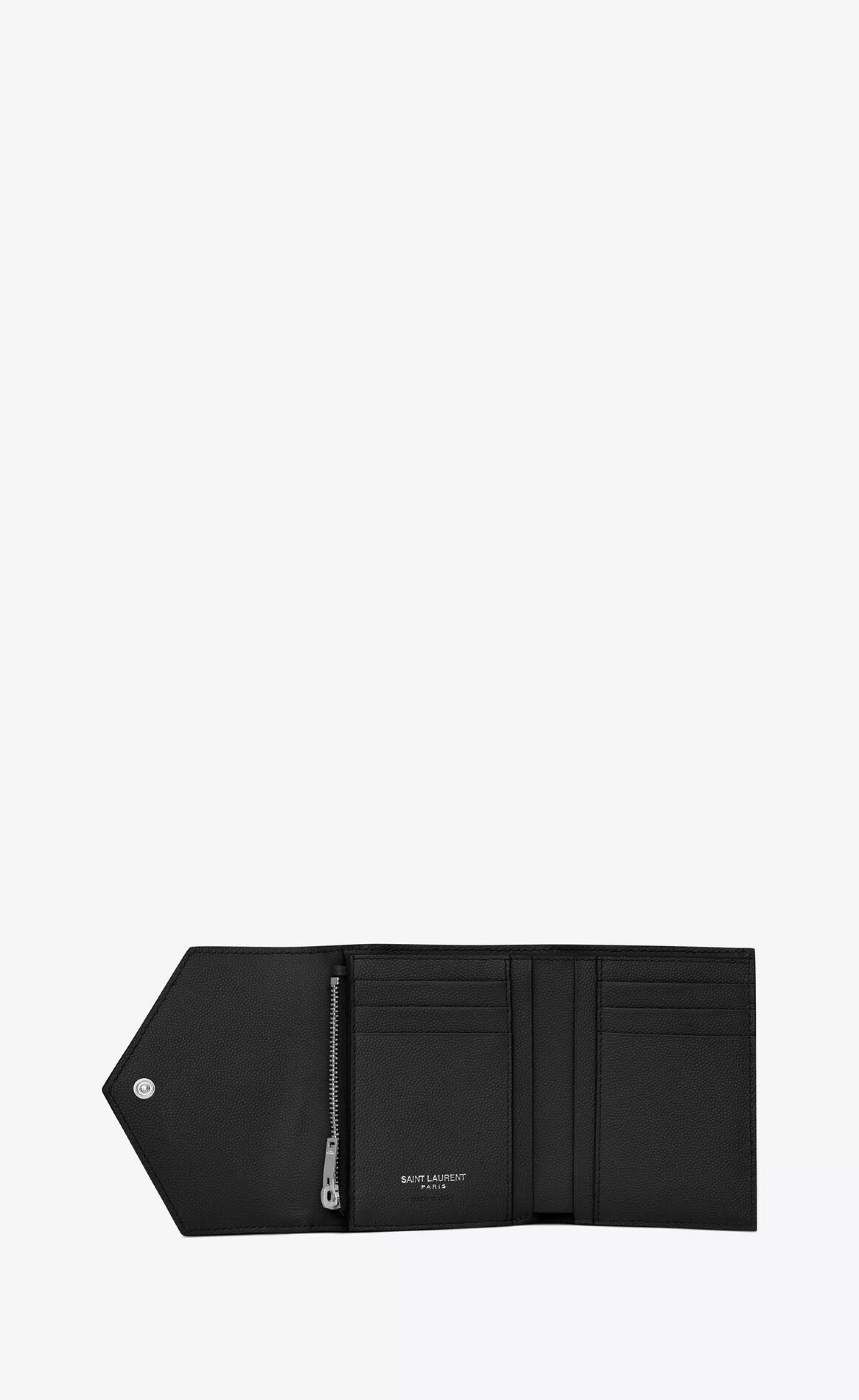 Women Saint Laurent WALLETS^CASSANDRE MATELASSÉ Compact Tri Fold Wallet In Grain De Poudre Embossed Leather | | YSL.com