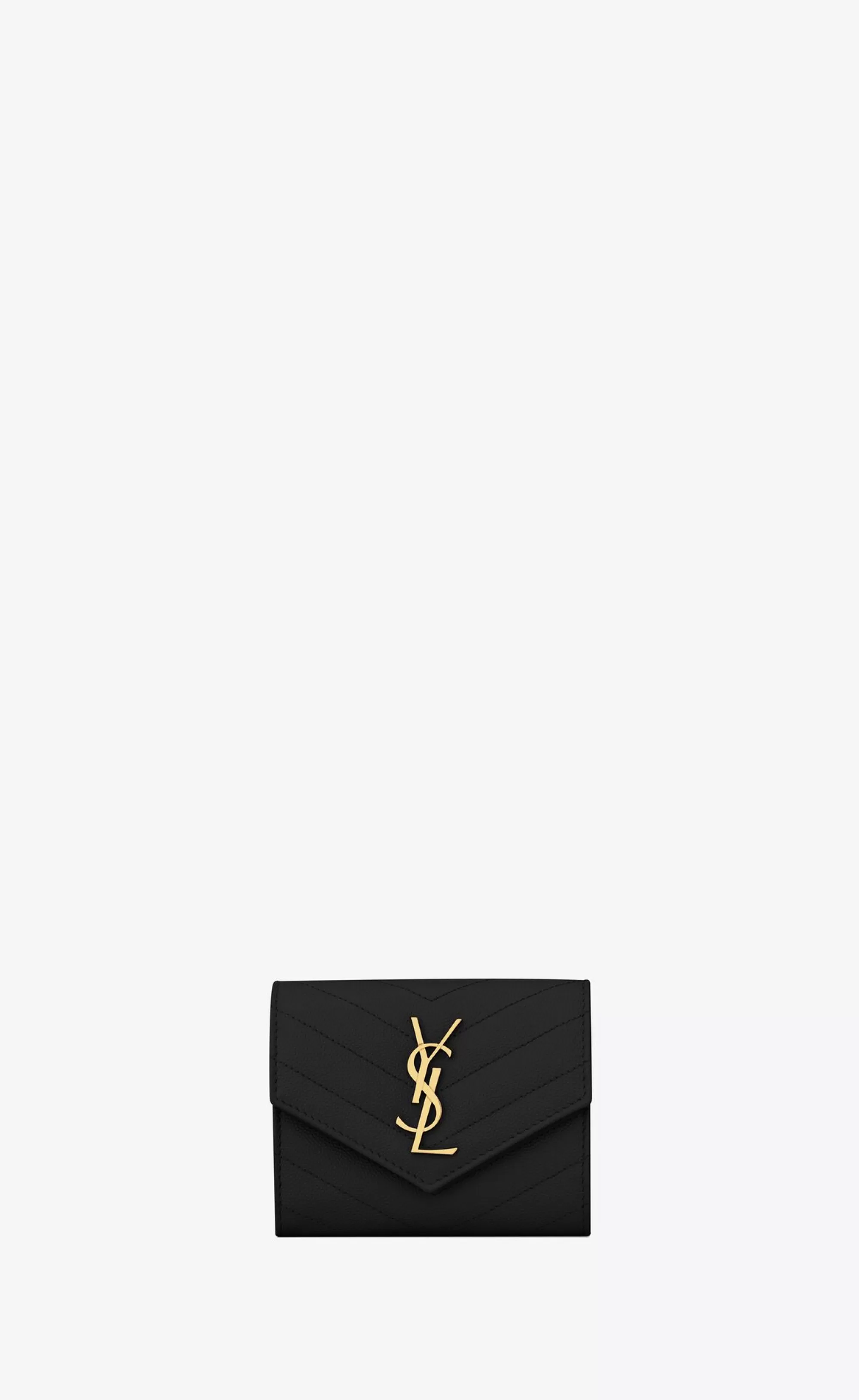 Women Saint Laurent WALLETS^CASSANDRE MATELASSÉ Compact Tri Fold Wallet In Grain De Poudre Embossed Leather | | YSL.com