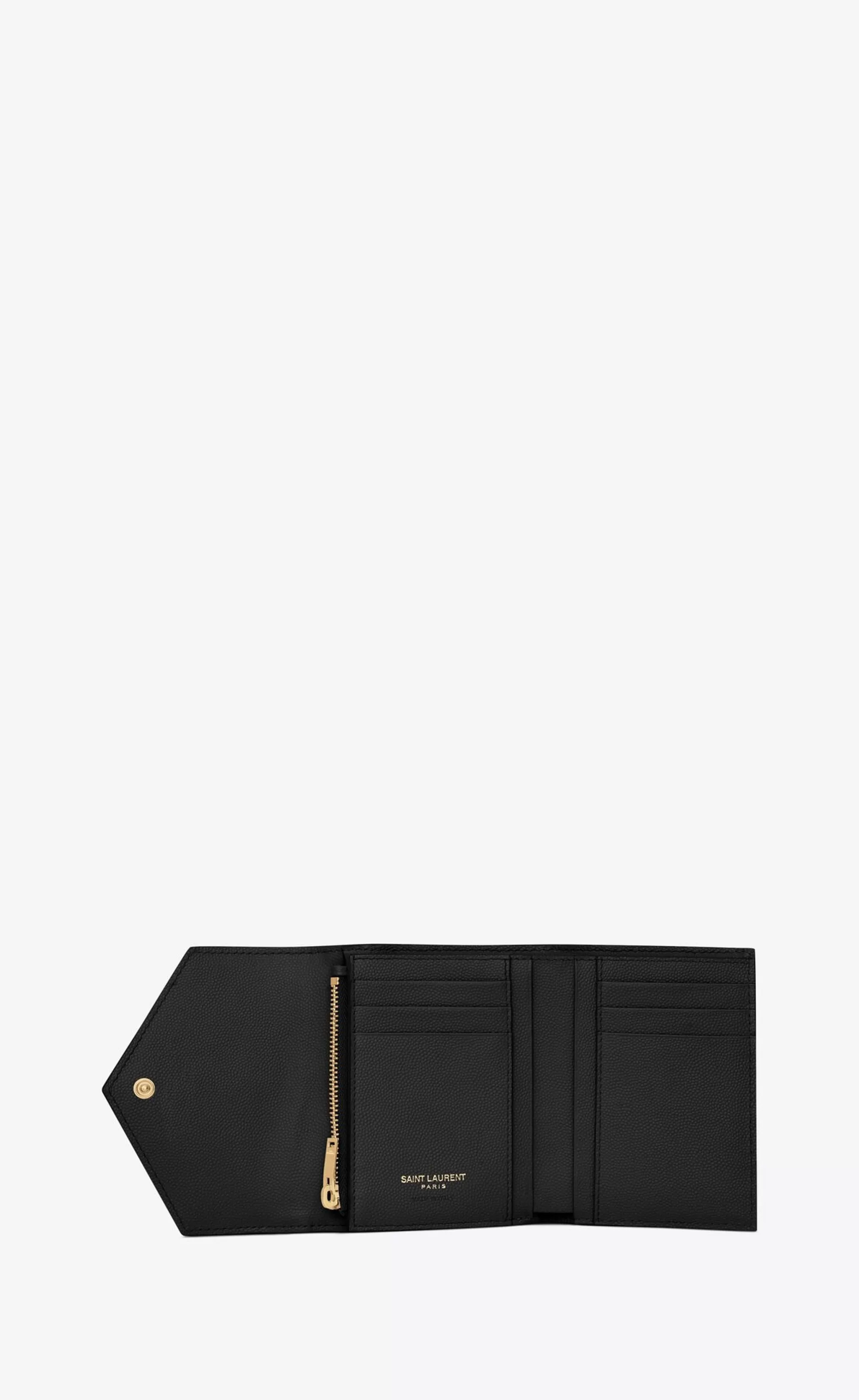 Women Saint Laurent WALLETS^CASSANDRE MATELASSÉ Compact Tri Fold Wallet In Grain De Poudre Embossed Leather | | YSL.com