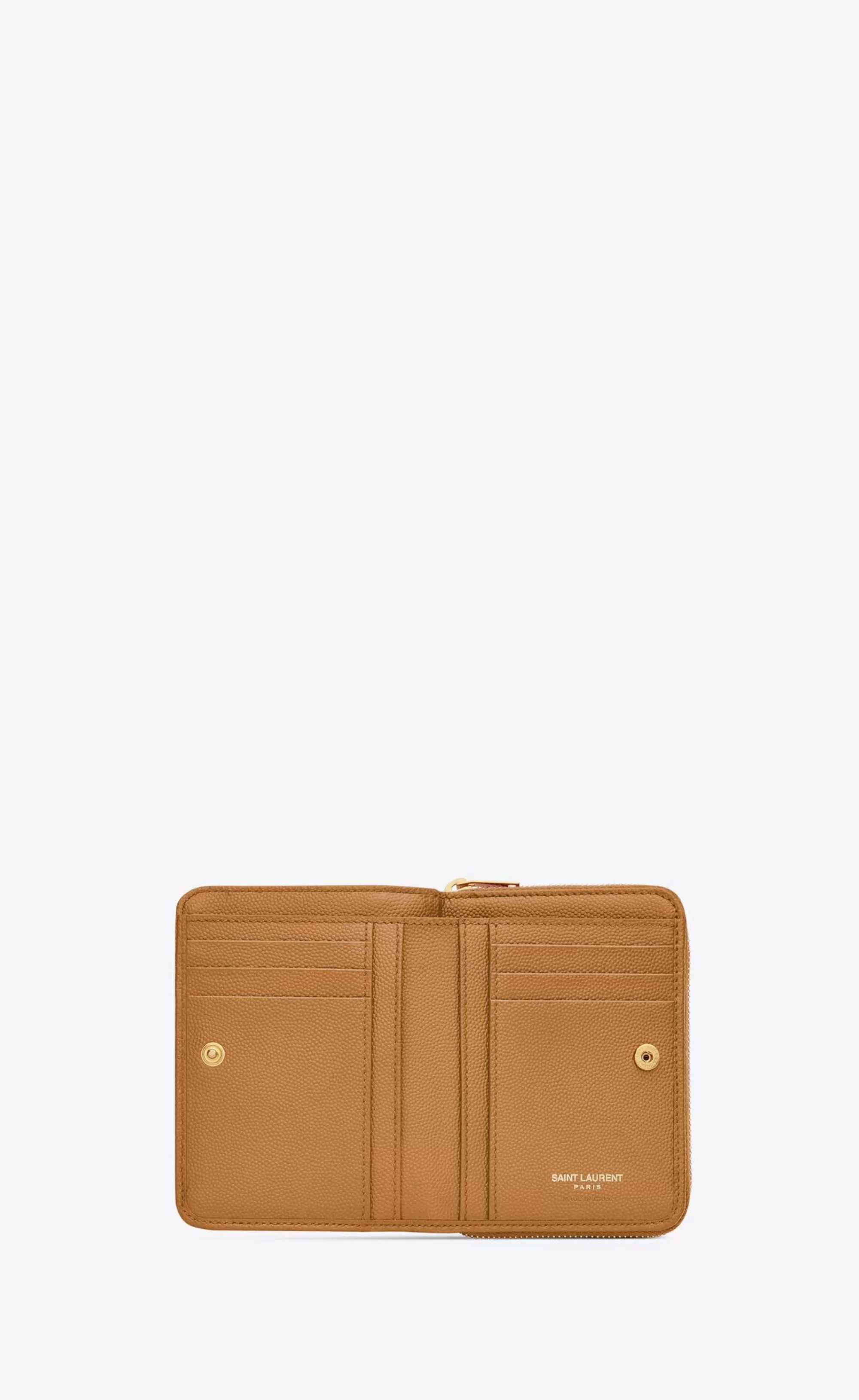 Women Saint Laurent WALLETS^CASSANDRE MATELASSÉ Compact Zip Around Wallet In Grain De Poudre Embossed Leather | | YSL.com