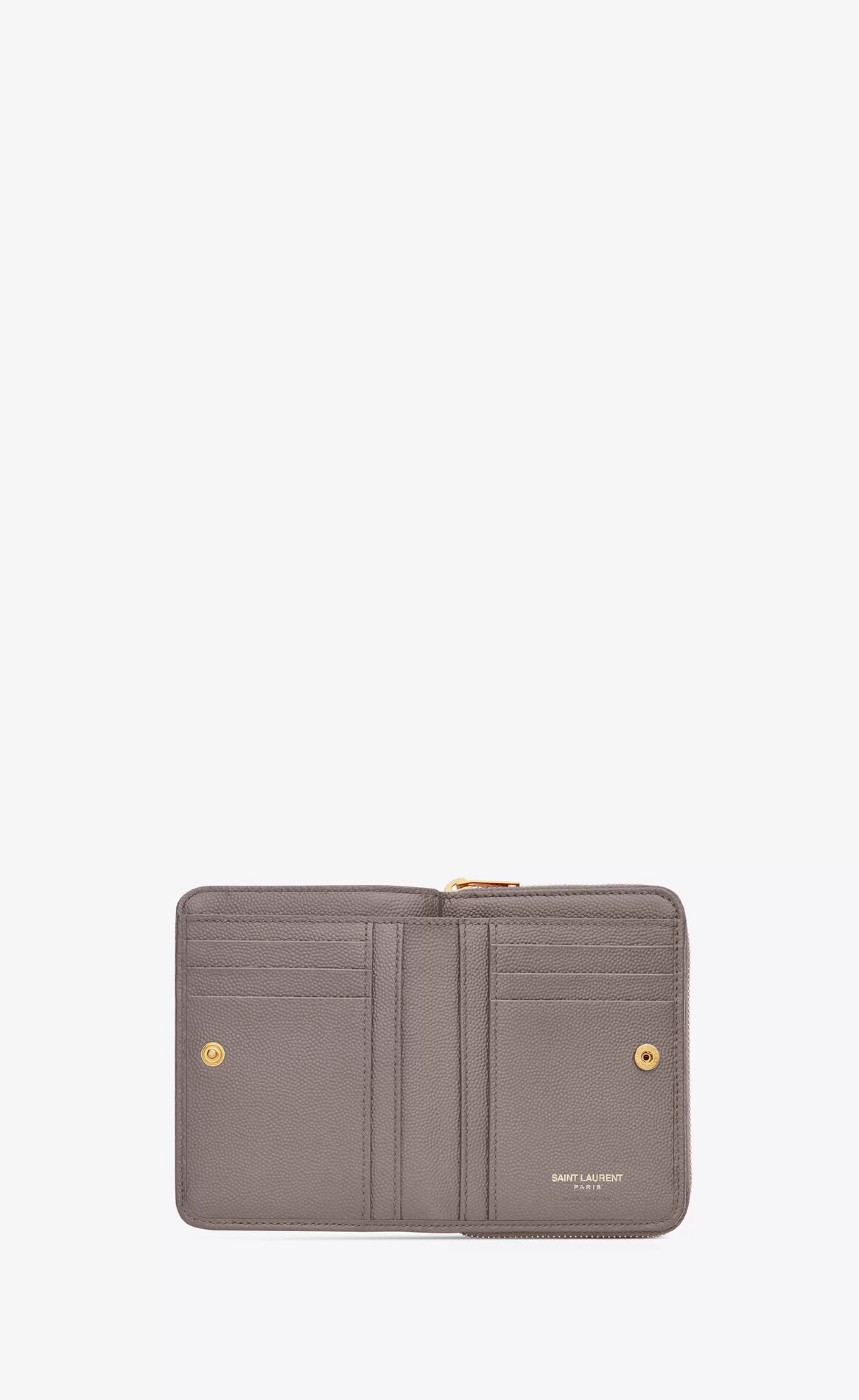 Women Saint Laurent WALLETS^CASSANDRE MATELASSÉ Compact Zip Around Wallet In Grain De Poudre Embossed Leather | | YSL.com