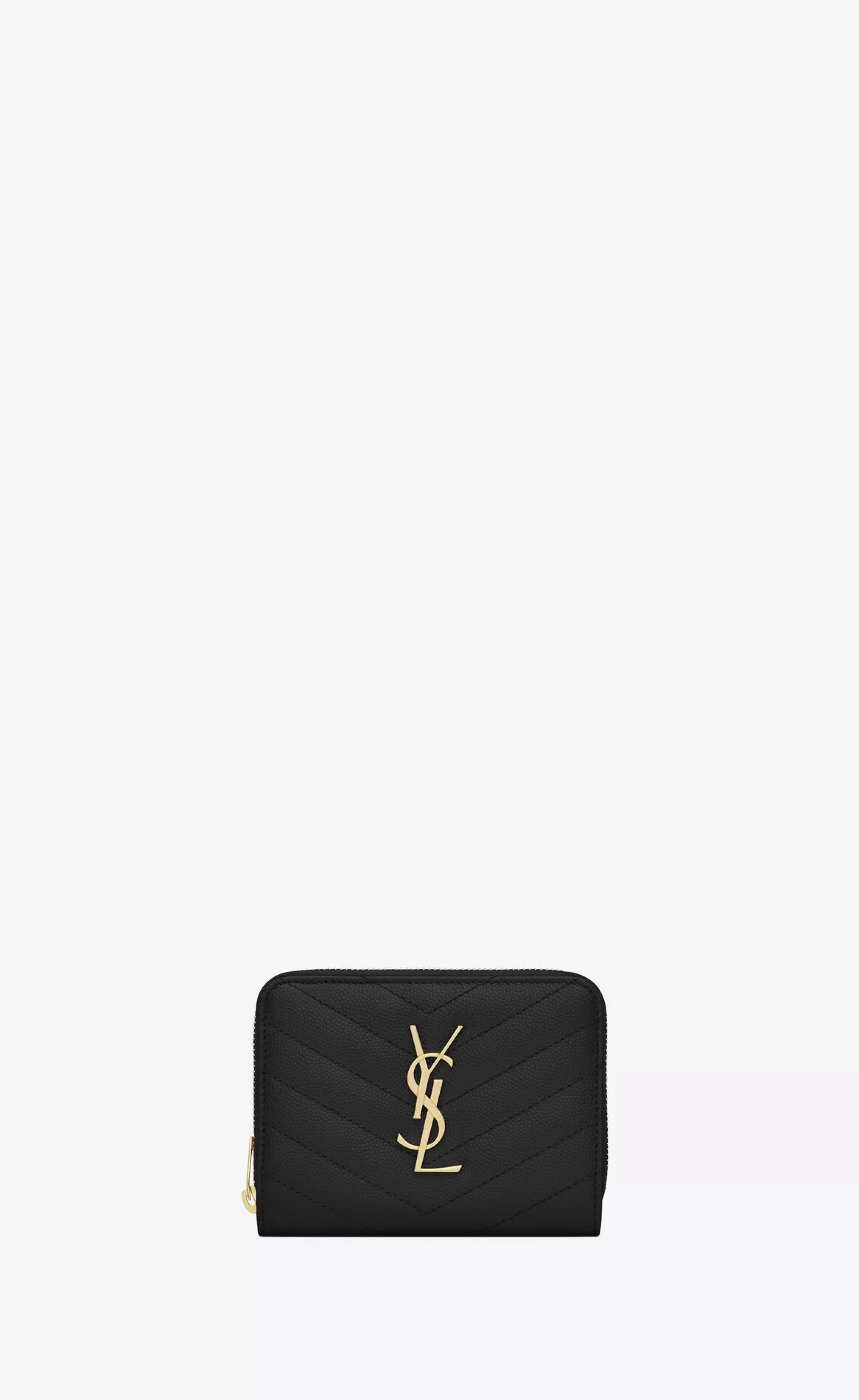 Women Saint Laurent WALLETS^CASSANDRE MATELASSÉ Compact Zip Around Wallet In Grain De Poudre Embossed Leather | | YSL.com