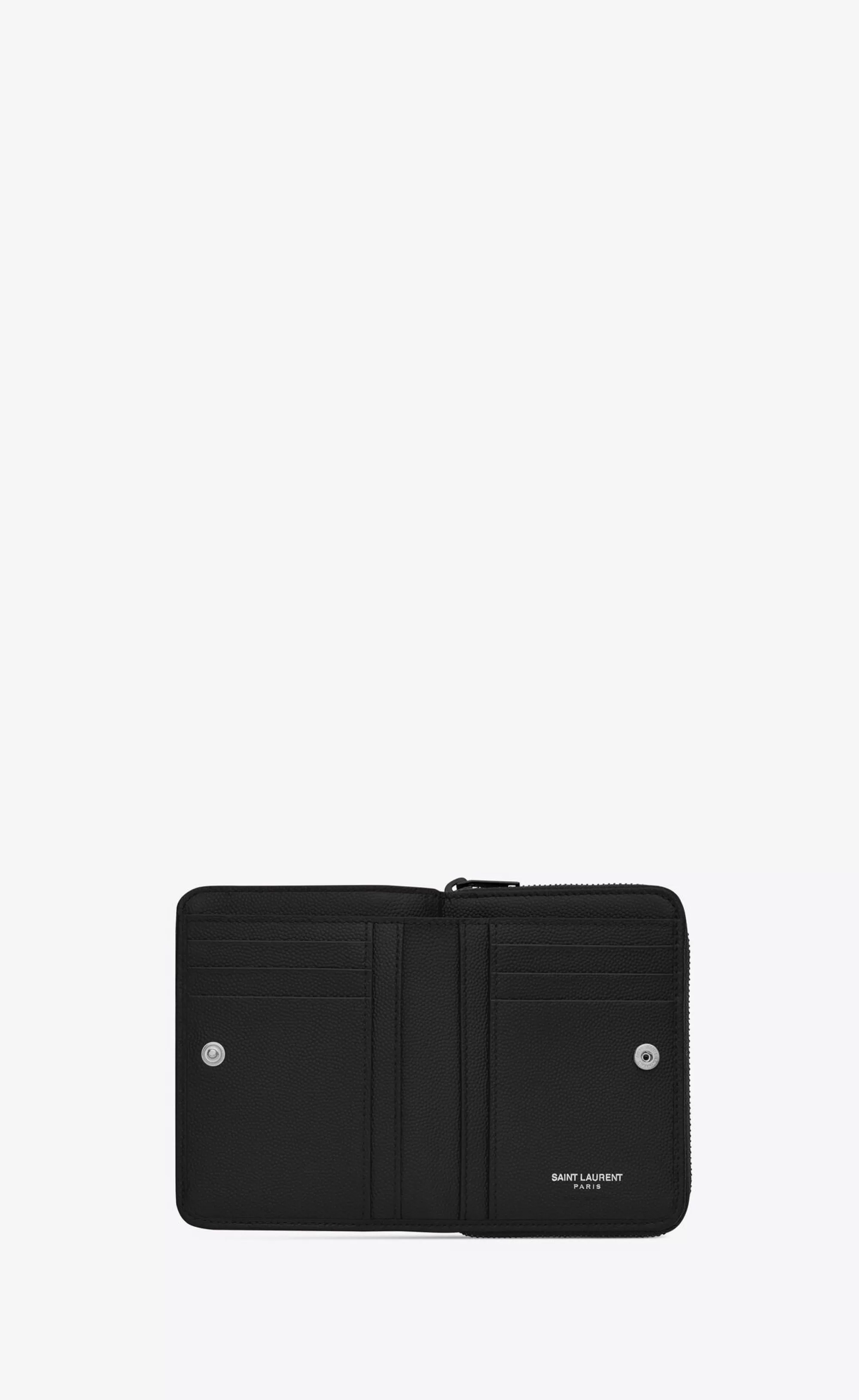 Women Saint Laurent WALLETS^CASSANDRE MATELASSÉ Compact Zip Around Wallet In Grain De Poudre Embossed Leather | | YSL.com