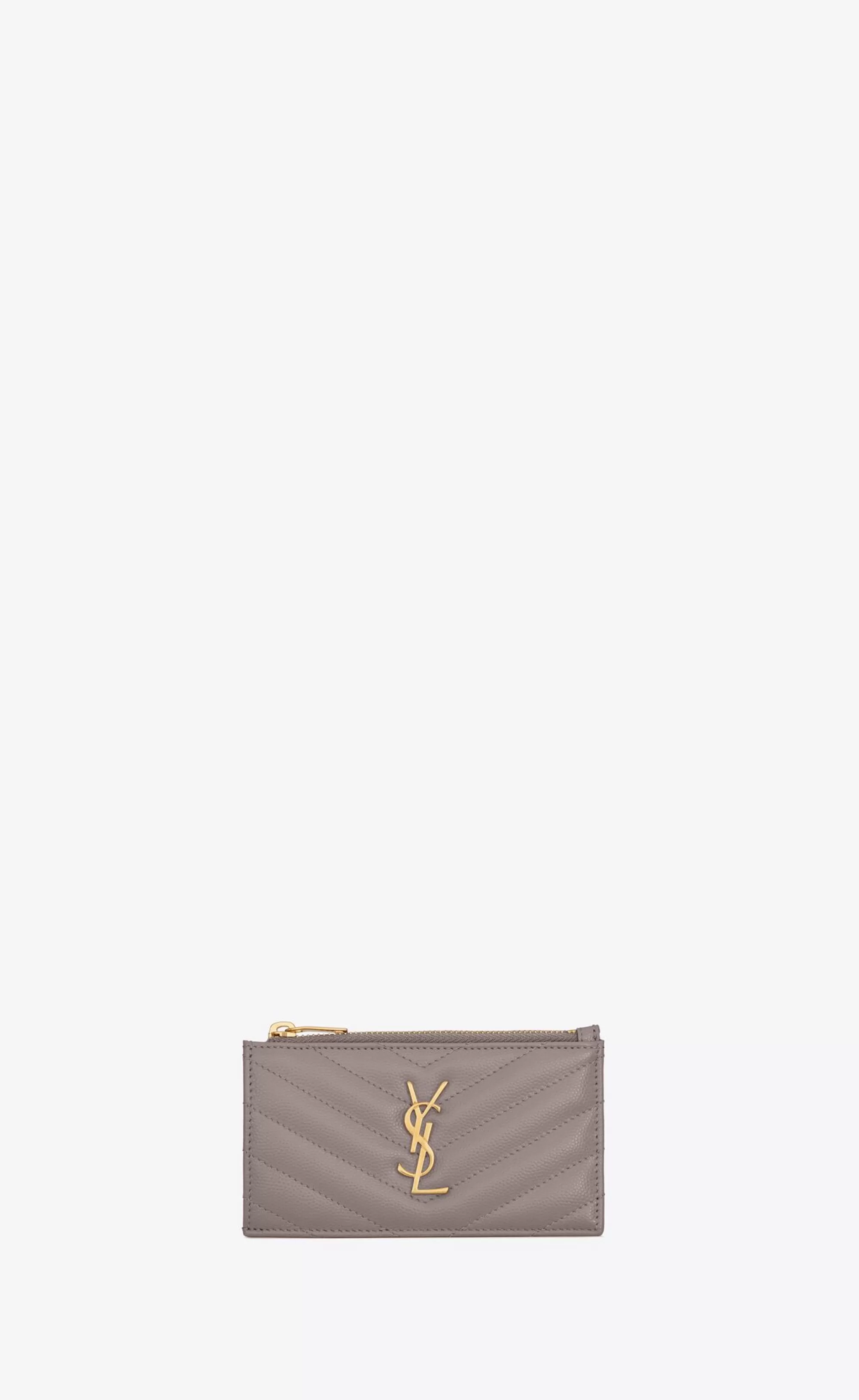Women Saint Laurent CARD CASES^CASSANDRE MATELASSÉ FRAGMENTS ZIPPED CARD CASE IN GRAIN DE POUDRE EMBOSSED LEATHER | | YSL.com