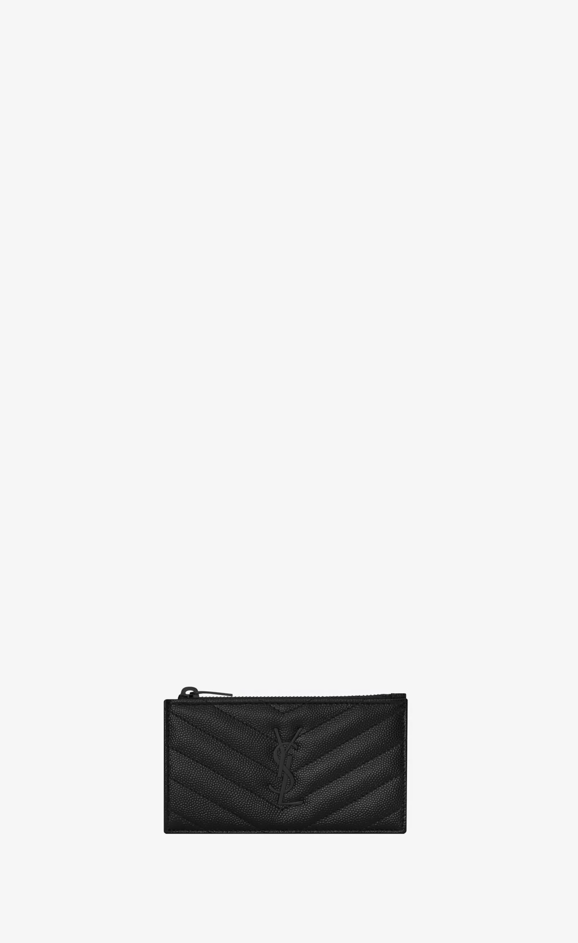 Women Saint Laurent CARD CASES^CASSANDRE MATELASSÉ FRAGMENTS ZIPPED CARD CASE IN GRAIN DE POUDRE EMBOSSED LEATHER | | YSL.com