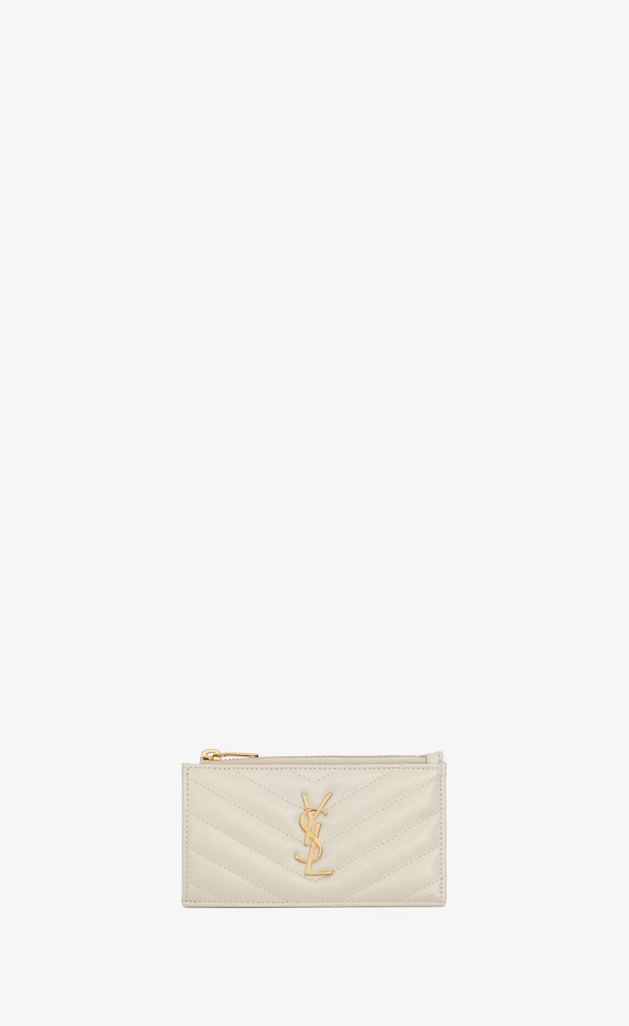 Women Saint Laurent CARD CASES^CASSANDRE MATELASSÉ FRAGMENTS ZIPPED CARD CASE IN GRAIN DE POUDRE EMBOSSED LEATHER | | YSL.com