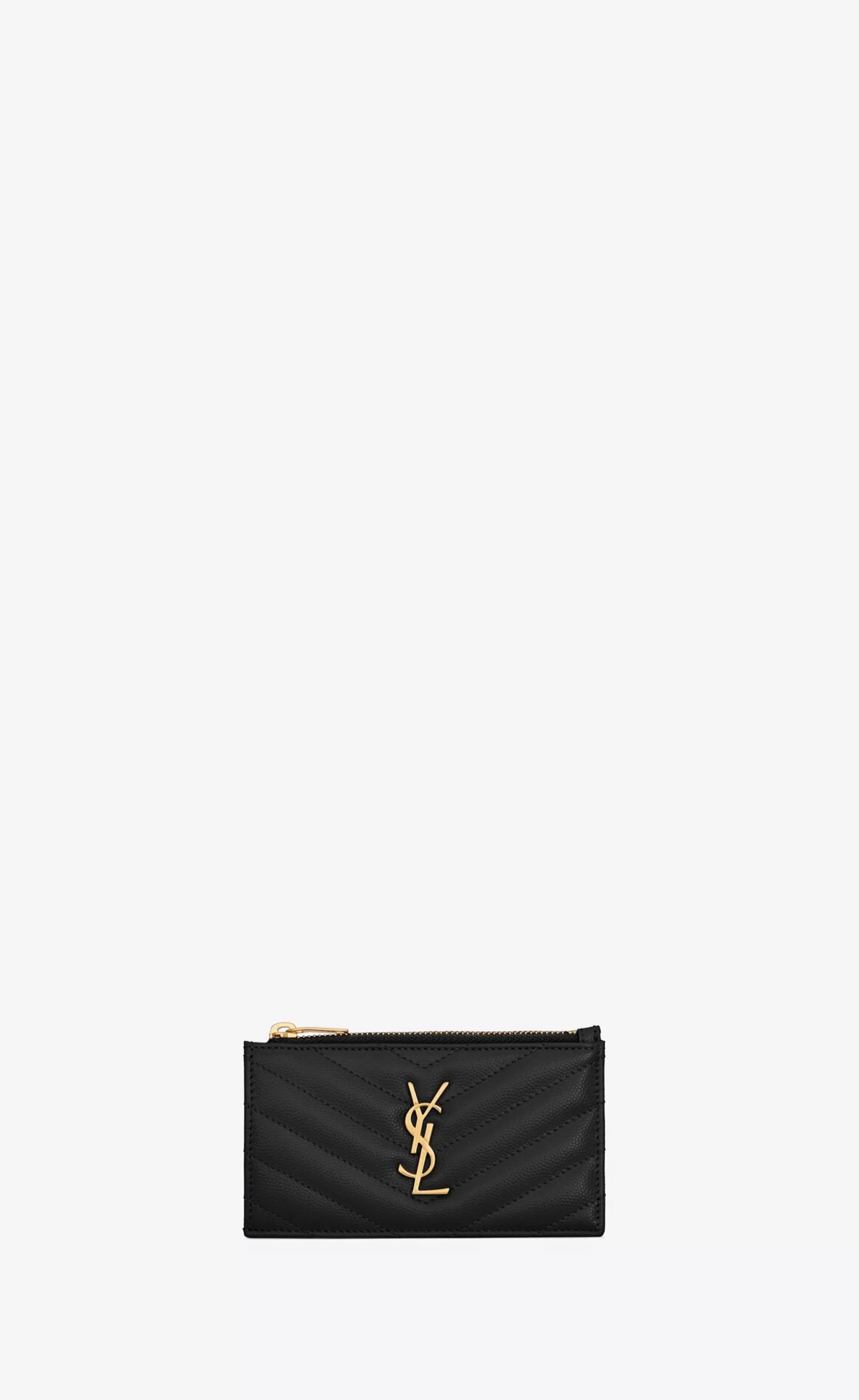 Women Saint Laurent CARD CASES^CASSANDRE MATELASSÉ FRAGMENTS ZIPPED CARD CASE IN GRAIN DE POUDRE EMBOSSED LEATHER | | YSL.com