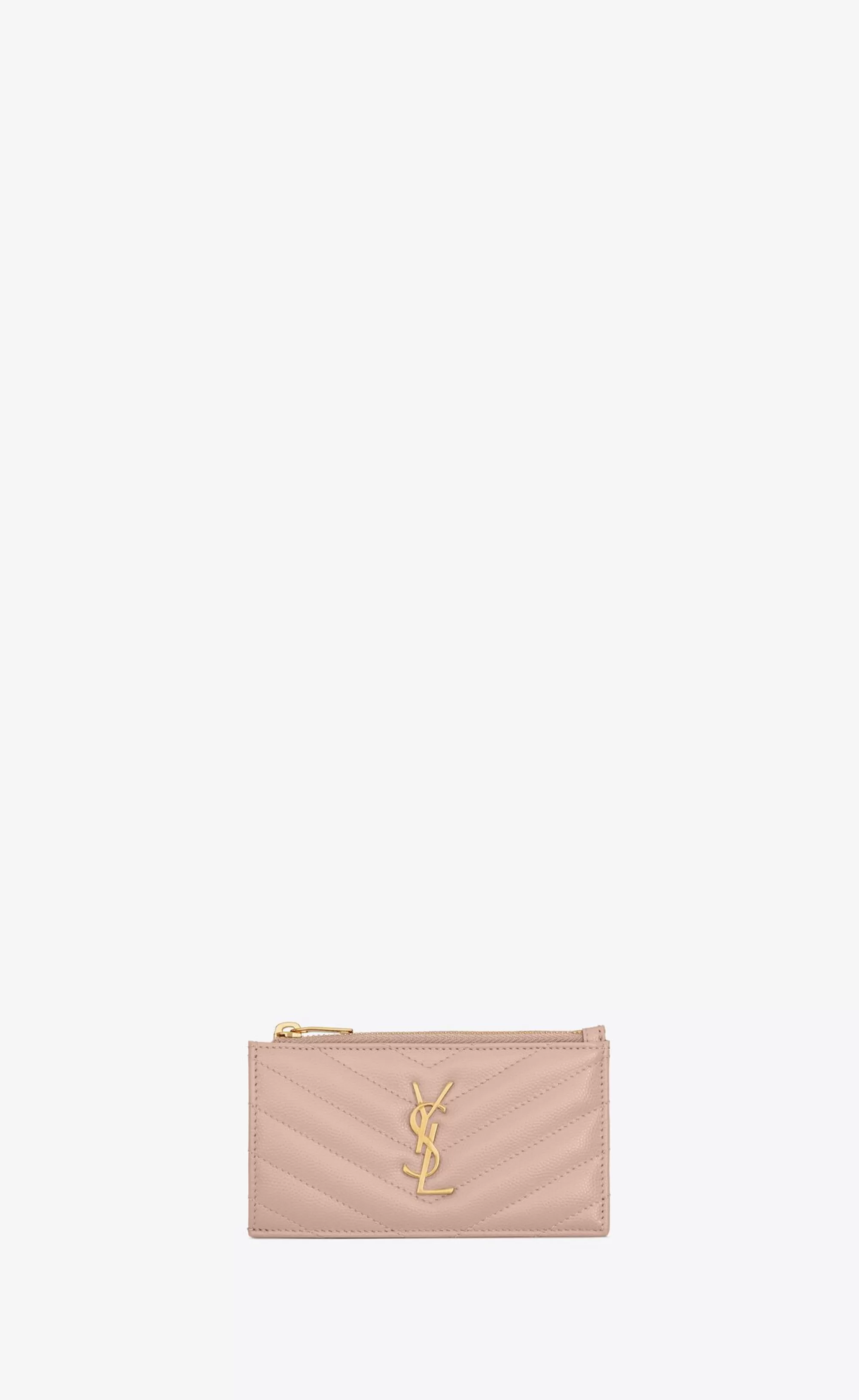 Women Saint Laurent CARD CASES^CASSANDRE MATELASSÉ FRAGMENTS ZIPPED CARD CASE IN GRAIN DE POUDRE EMBOSSED LEATHER | | YSL.com