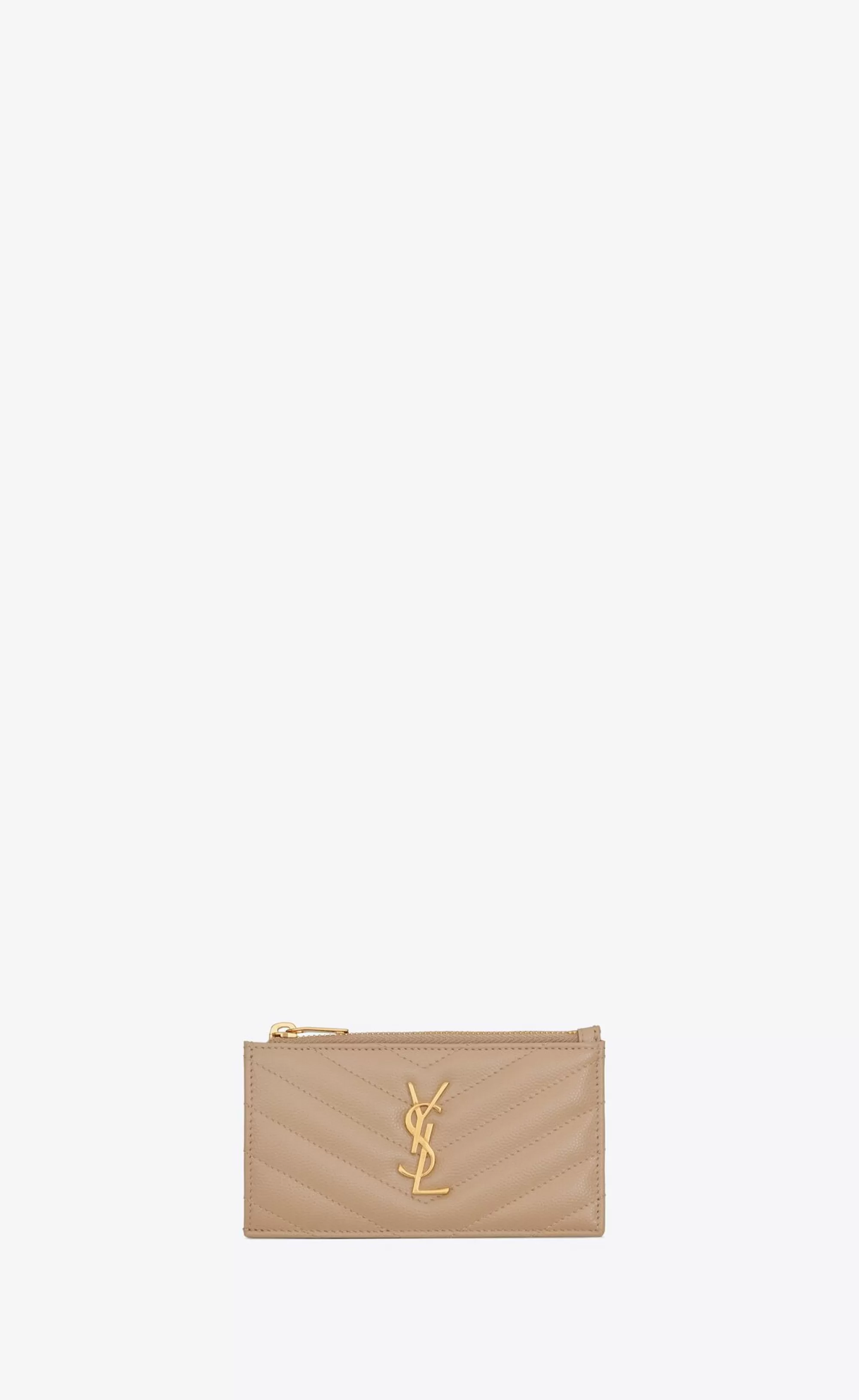 Women Saint Laurent CARD CASES^CASSANDRE MATELASSÉ FRAGMENTS ZIPPED CARD CASE IN GRAIN DE POUDRE EMBOSSED LEATHER | | YSL.com