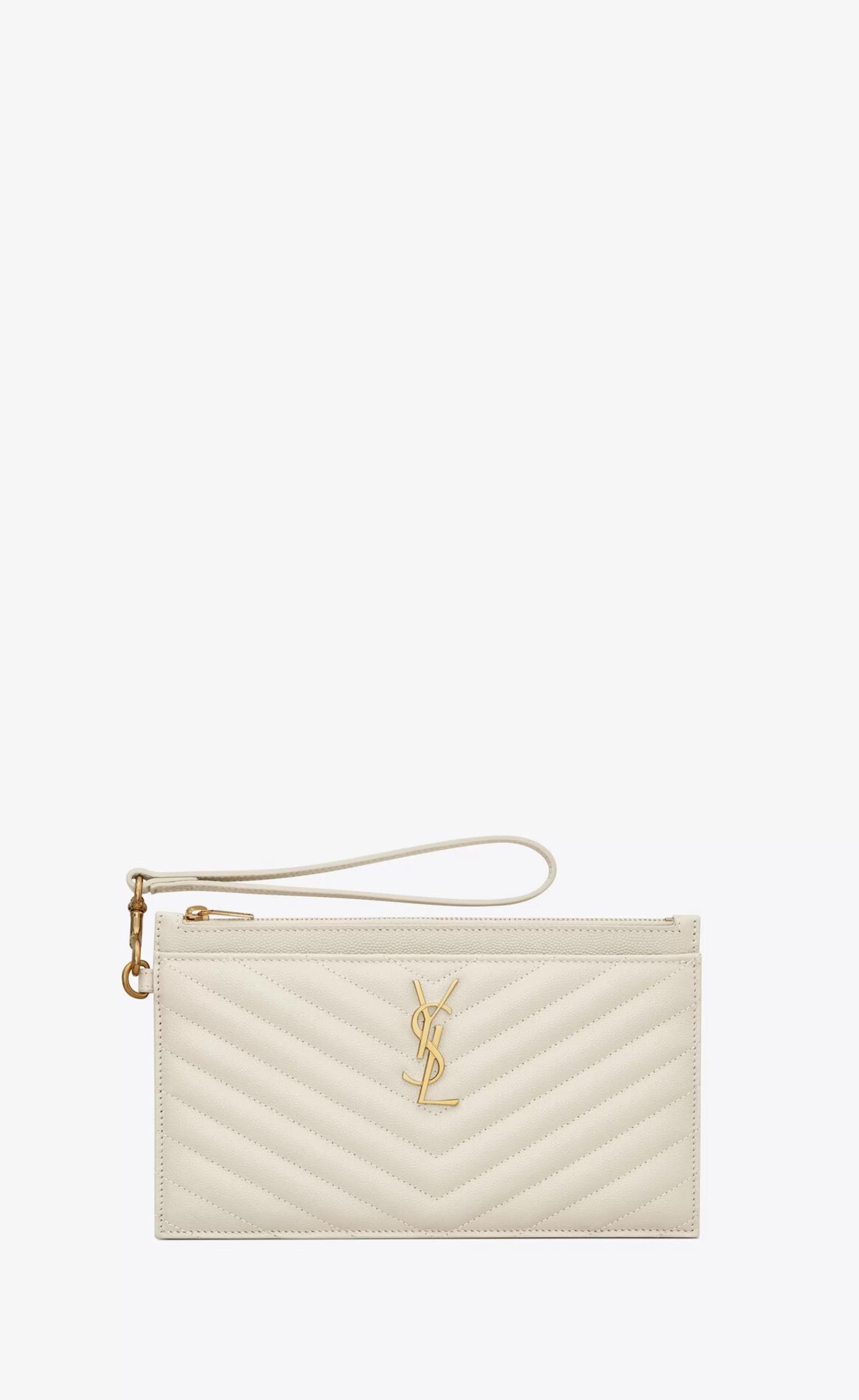 Women Saint Laurent pouches^CASSANDRE MATELASSÉ Large Zipped Pouch In Grain De Poudre Embossed Leather | | YSL.com