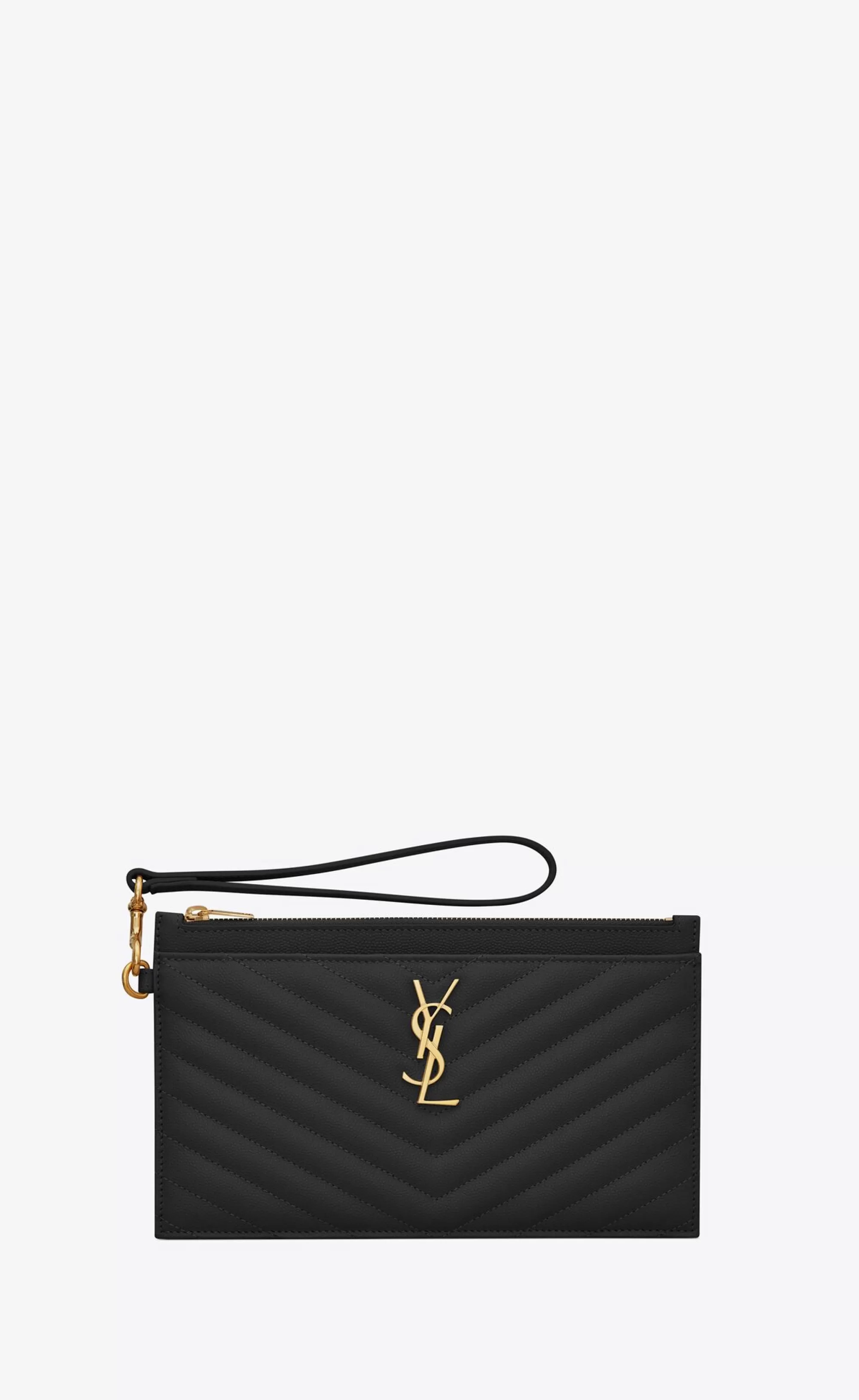 Women Saint Laurent pouches^CASSANDRE MATELASSÉ Large Zipped Pouch In Grain De Poudre Embossed Leather | | YSL.com
