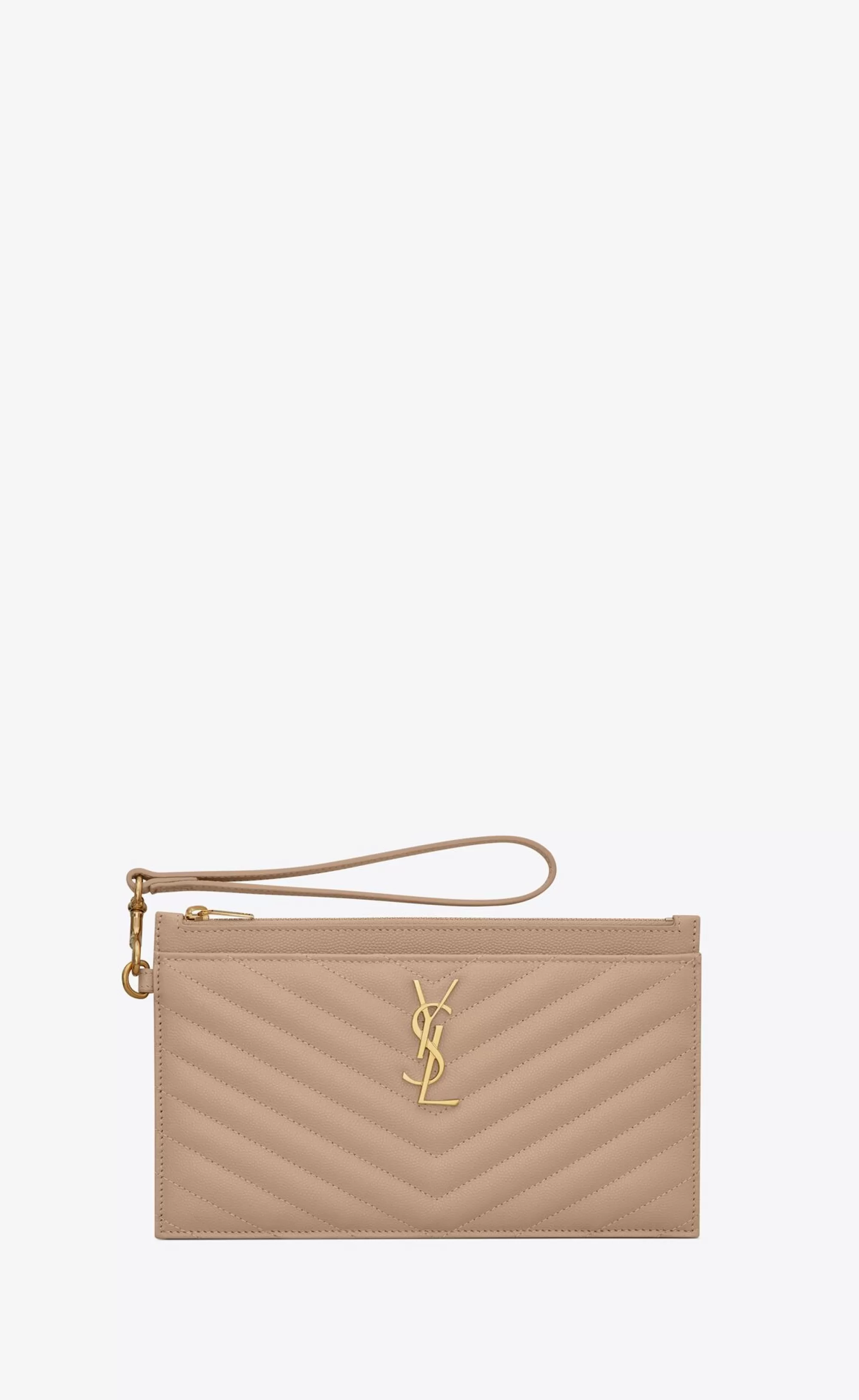 Women Saint Laurent pouches^CASSANDRE MATELASSÉ Large Zipped Pouch In Grain De Poudre Embossed Leather | | YSL.com
