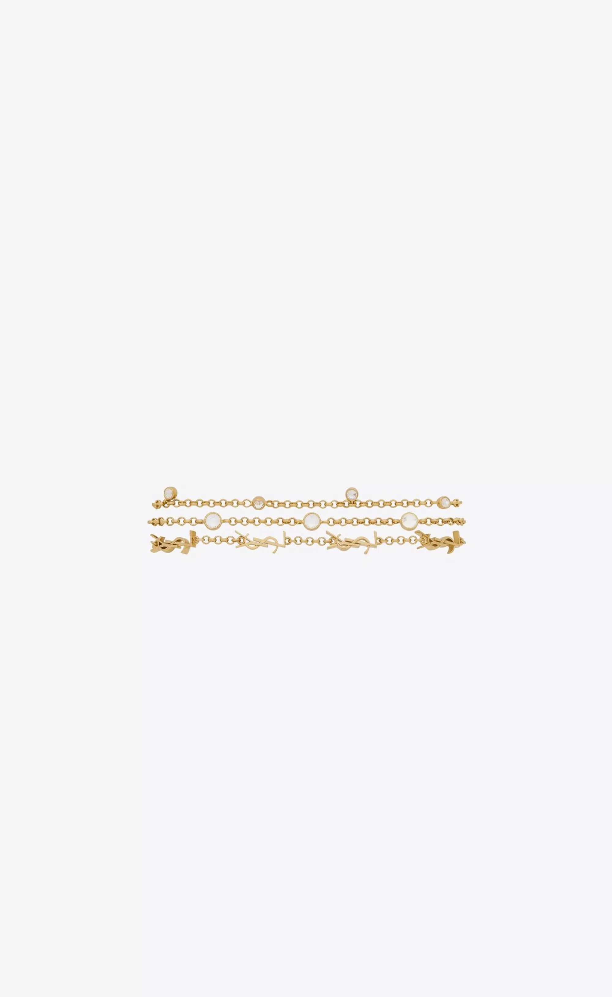 Women Saint Laurent CUFFS AND BRACELETS^CASSANDRE Multi-chain Bracelet In Metal And Crystal | | YSL.com