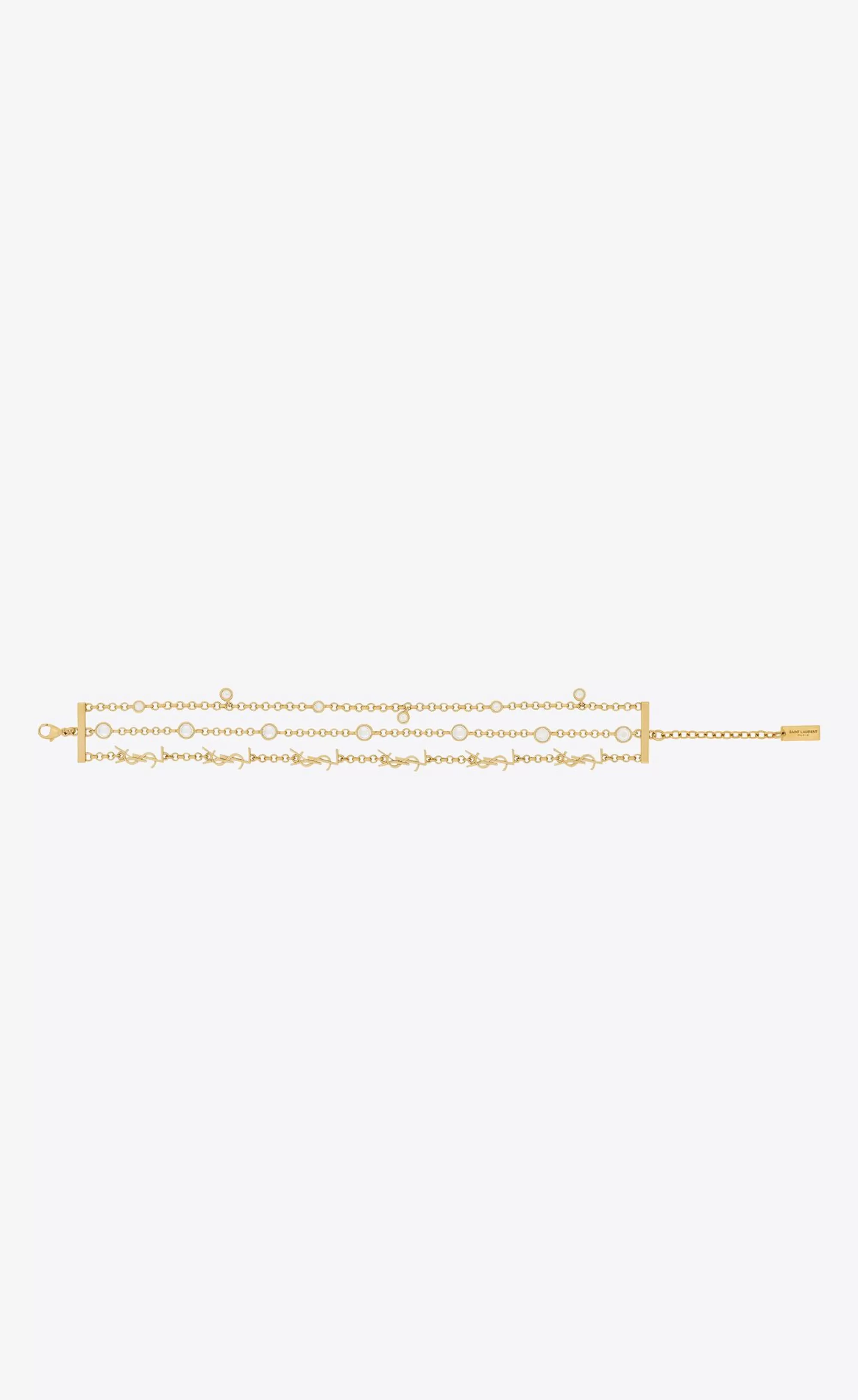 Women Saint Laurent CUFFS AND BRACELETS^CASSANDRE Multi-chain Bracelet In Metal And Crystal | | YSL.com