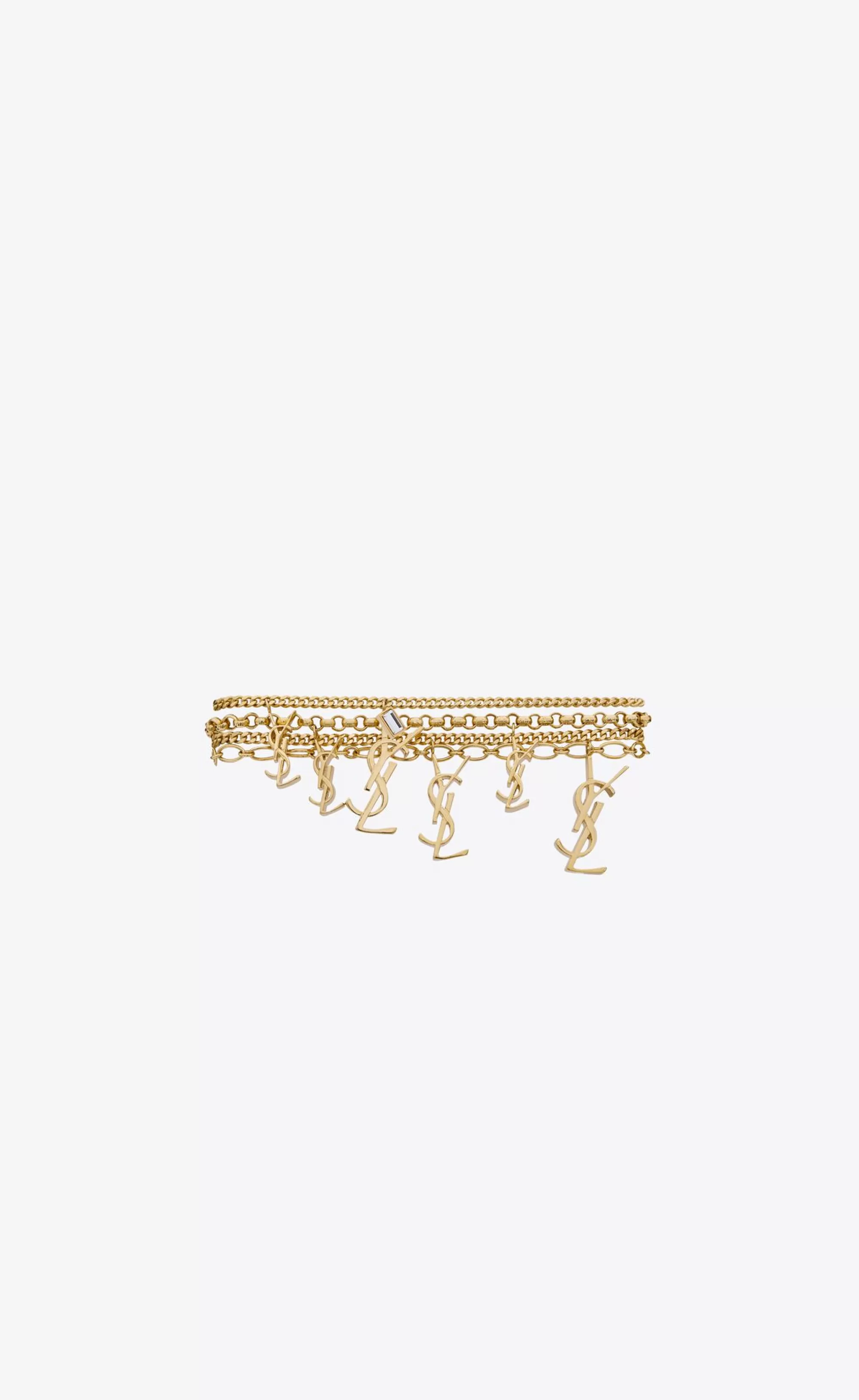 Women Saint Laurent CUFFS AND BRACELETS^CASSANDRE Multi-chain Bracelet In Metal And Rhinestone | | YSL.com