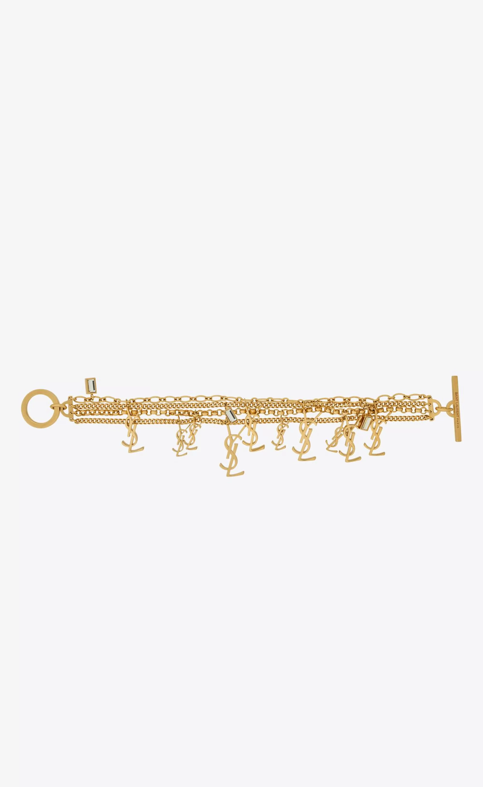 Women Saint Laurent CUFFS AND BRACELETS^CASSANDRE Multi-chain Bracelet In Metal And Rhinestone | | YSL.com