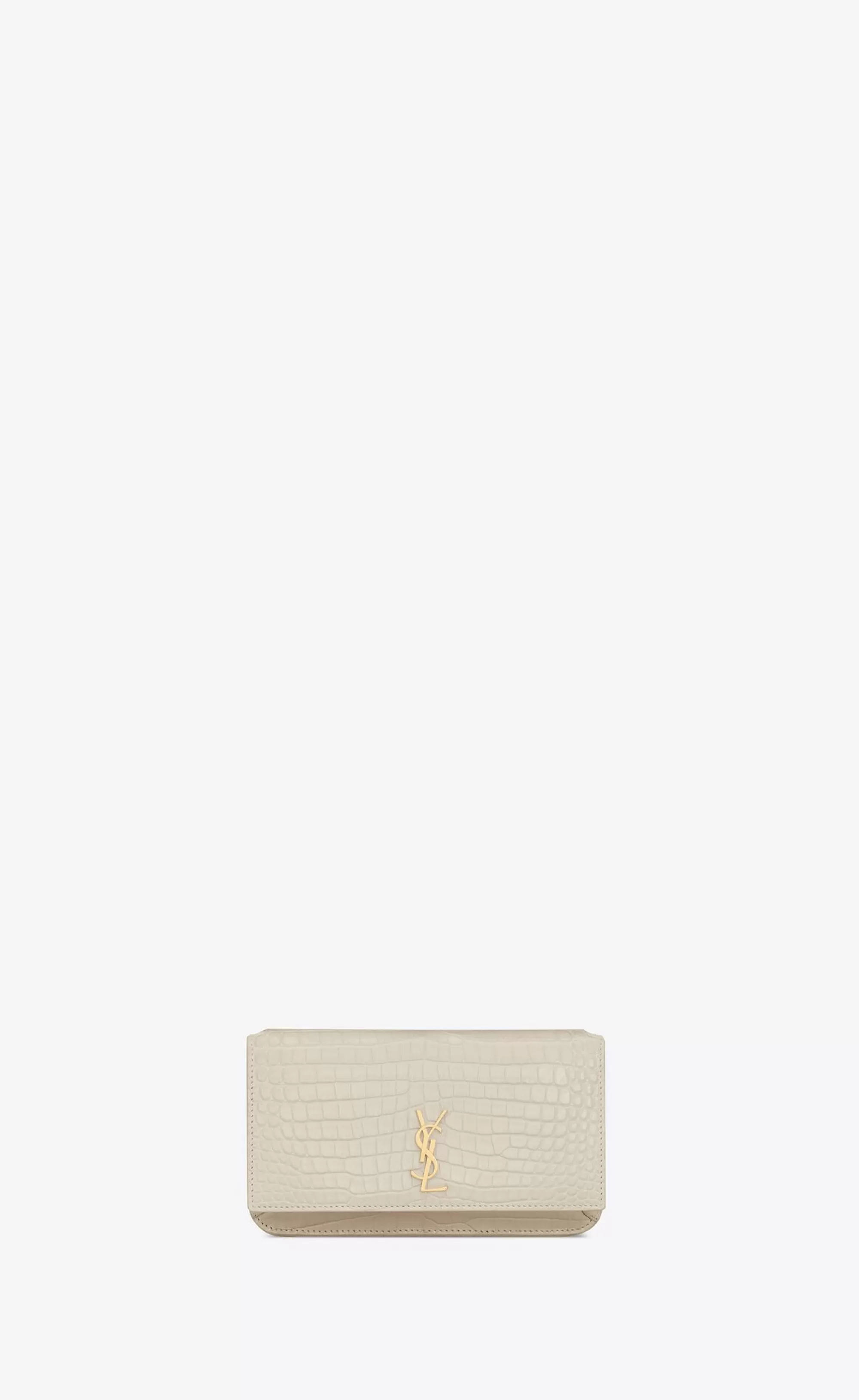 Women Saint Laurent SMALL ACCESSORIES | CHAIN WALLETS^CASSANDRE Phone Holder In SHINY Crocodile-embossed Leather | | YSL.com