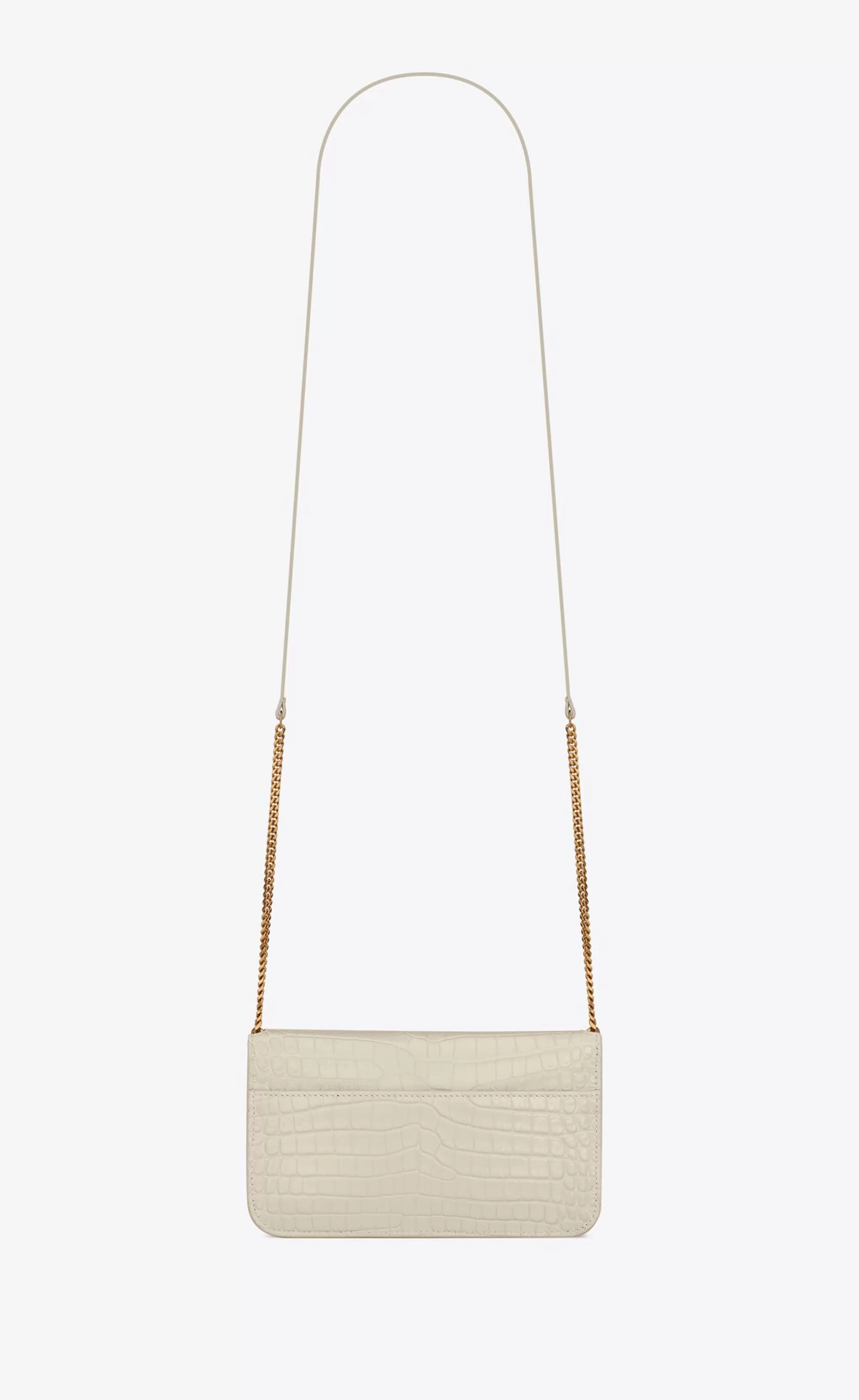 Women Saint Laurent SMALL ACCESSORIES | CHAIN WALLETS^CASSANDRE Phone Holder In SHINY Crocodile-embossed Leather | | YSL.com