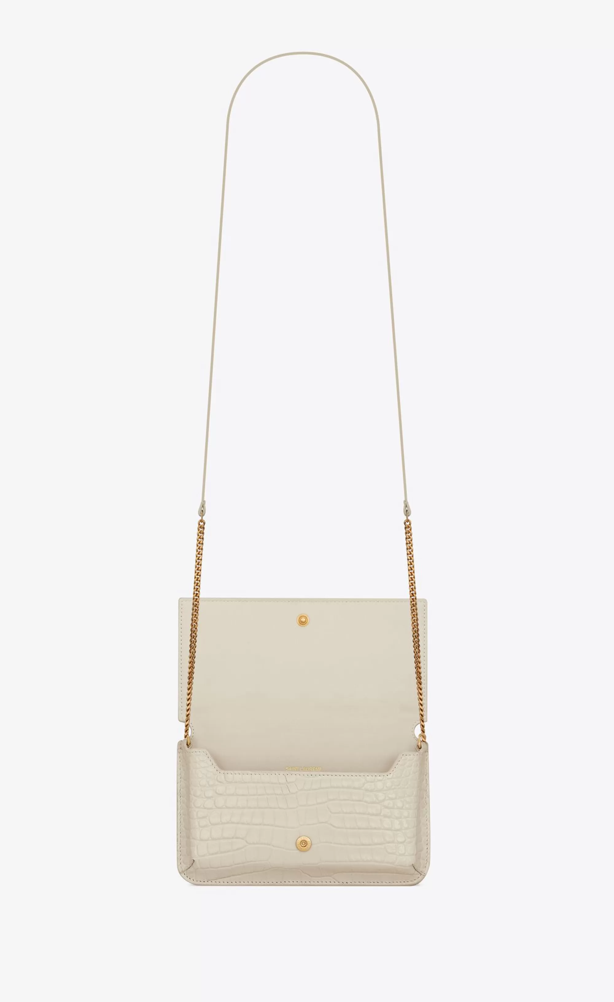 Women Saint Laurent SMALL ACCESSORIES | CHAIN WALLETS^CASSANDRE Phone Holder In SHINY Crocodile-embossed Leather | | YSL.com
