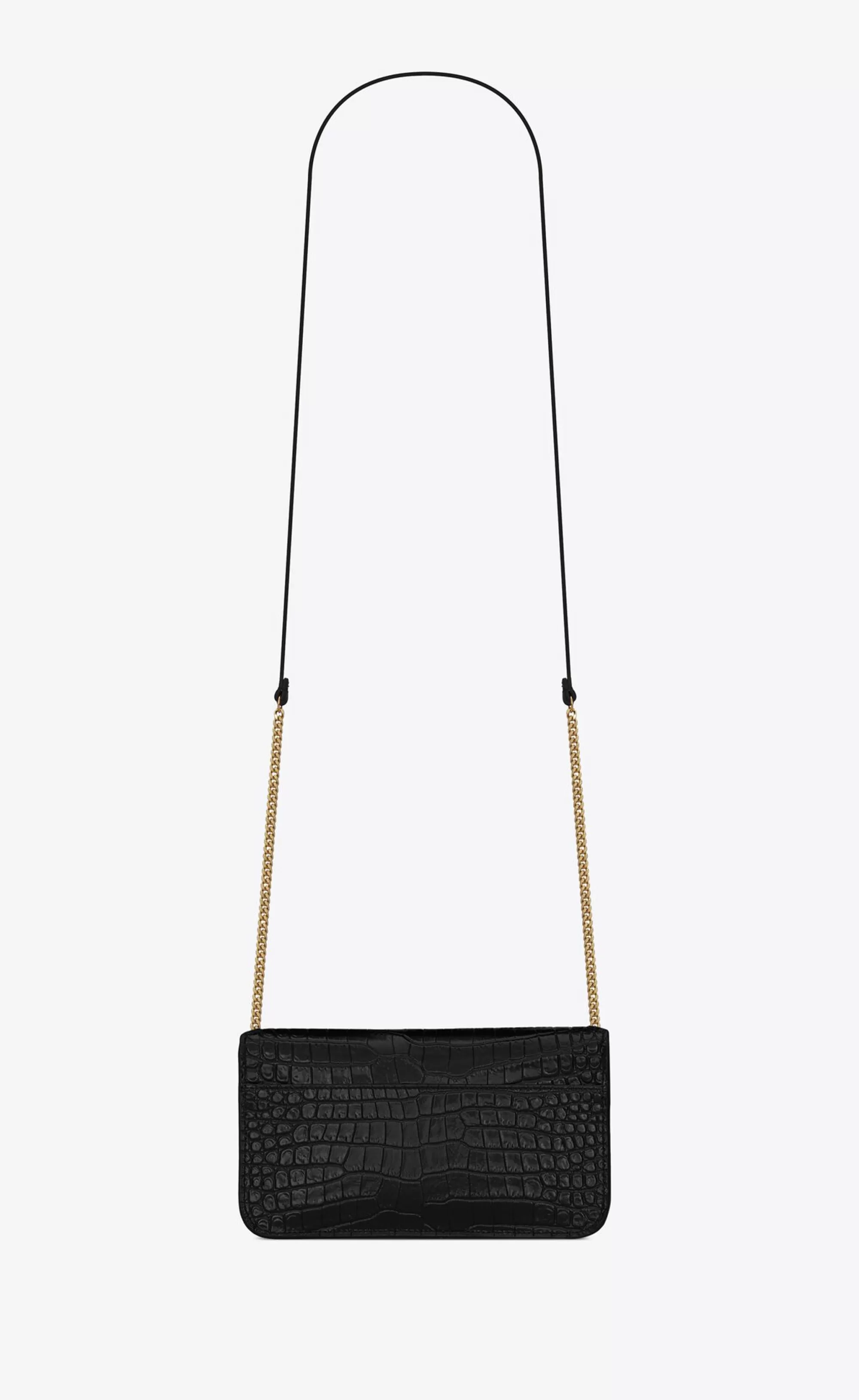 Women Saint Laurent SMALL ACCESSORIES | CHAIN WALLETS^CASSANDRE Phone Holder In SHINY Crocodile-embossed Leather | | YSL.com