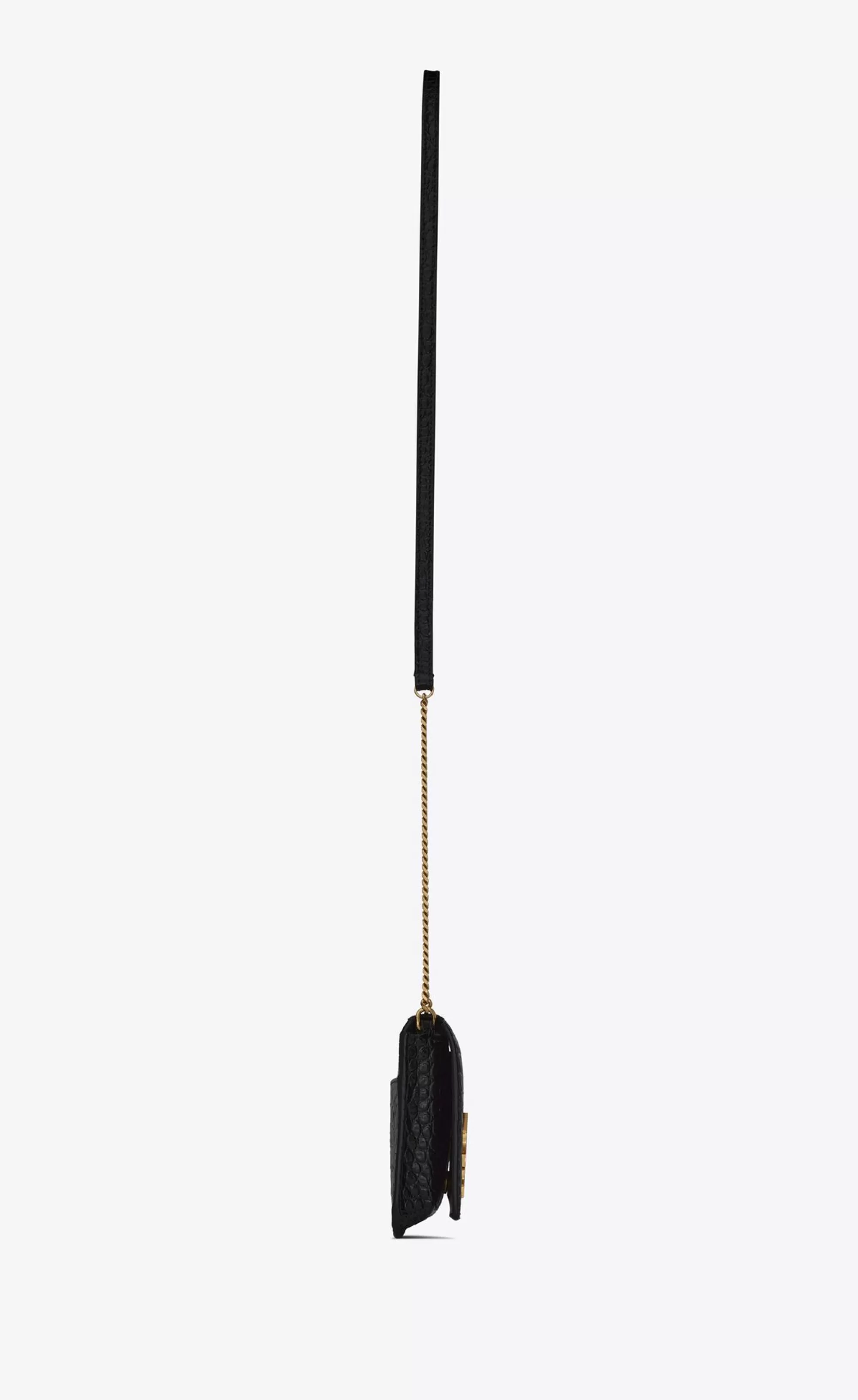 Women Saint Laurent SMALL ACCESSORIES | CHAIN WALLETS^CASSANDRE Phone Holder In SHINY Crocodile-embossed Leather | | YSL.com
